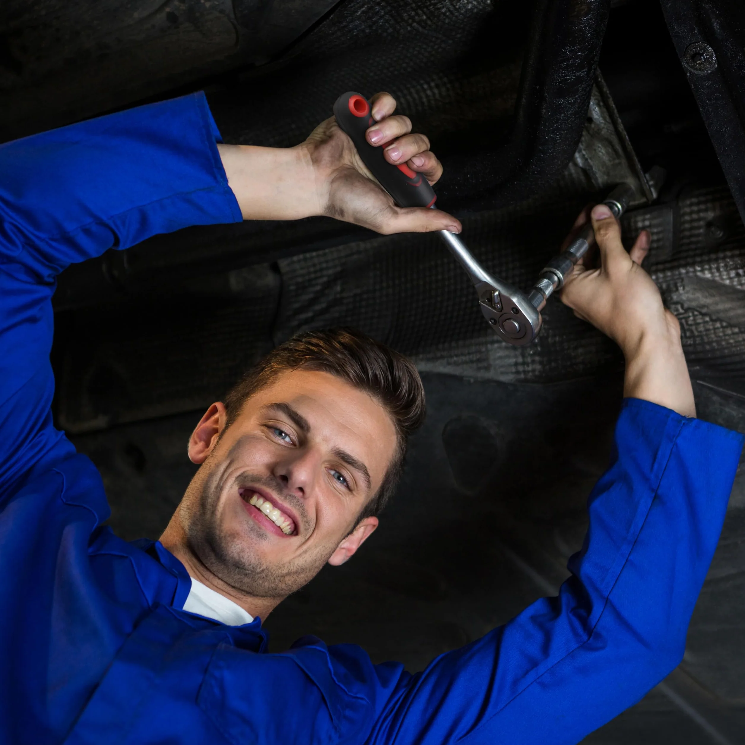 Retoo Zestaw kluczy nasadowych, narzędzia mechaniczne, nakrętki, różne rozmiary kluczy nasadowych z grzechotką, w skrzynce, zestaw bitów do naprawy w domu i DIY, uniwersalny, 46 elementów, niebieski