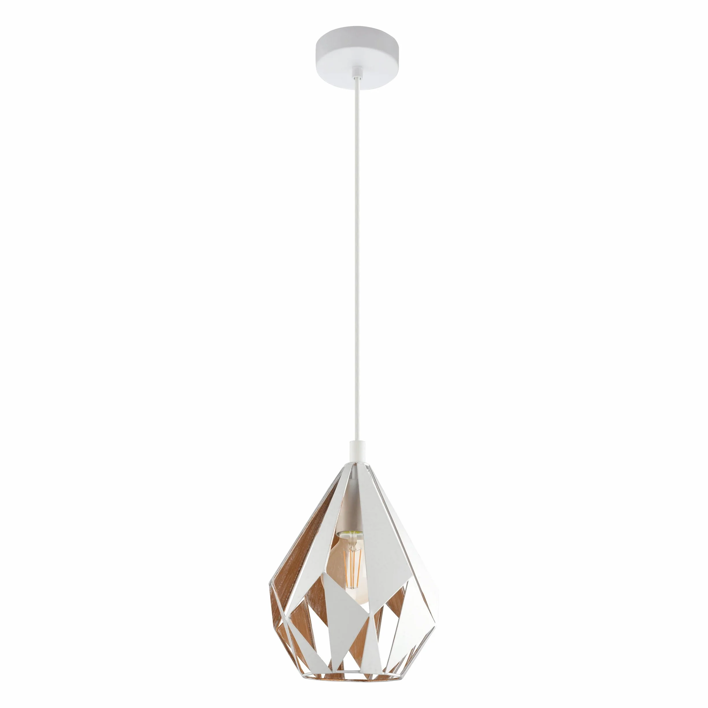 EGLO Lampa wisząca Carlton 1, 1-płomienna lampa vintage | retro lampa sufitowa z metalu w kolorze białym i złotym, oprawka E27, Ø 20,5 cm