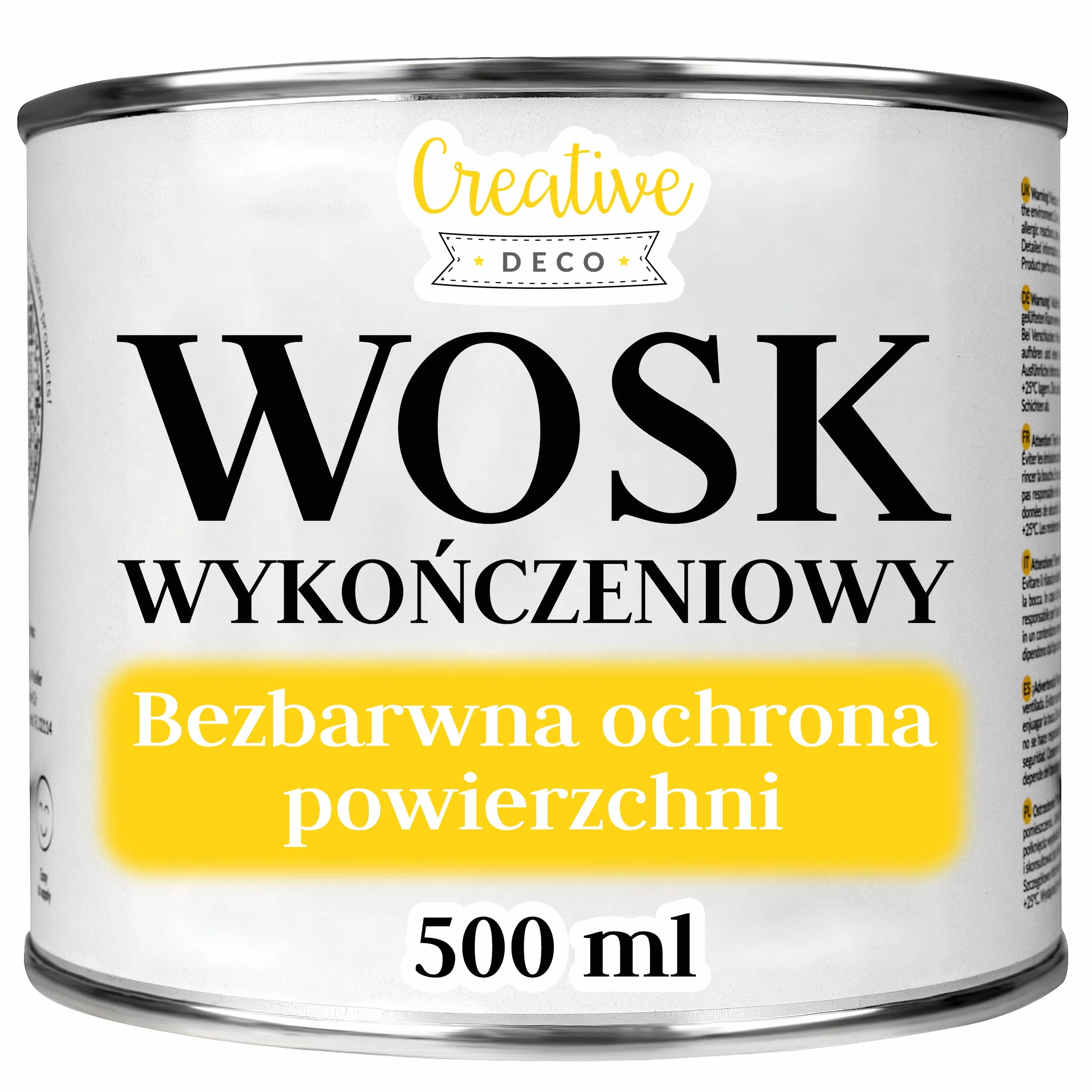 Creative Deco Bezbarwny Wosk Wykończeniowy | 500 ml | Przejrzysta Ochrona Powierzchni | Transparentny | Lekki Połysk | Idealny do Surowych i Udekorowanych powierzchni