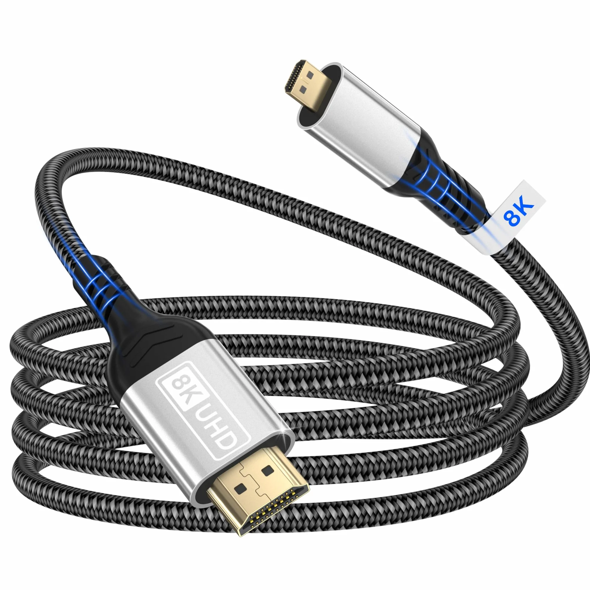 Micro HDMI do HDMI 2.1, 2 m kabel 8K @60 Hz, 4K @120/240 Hz, eARC, HDR