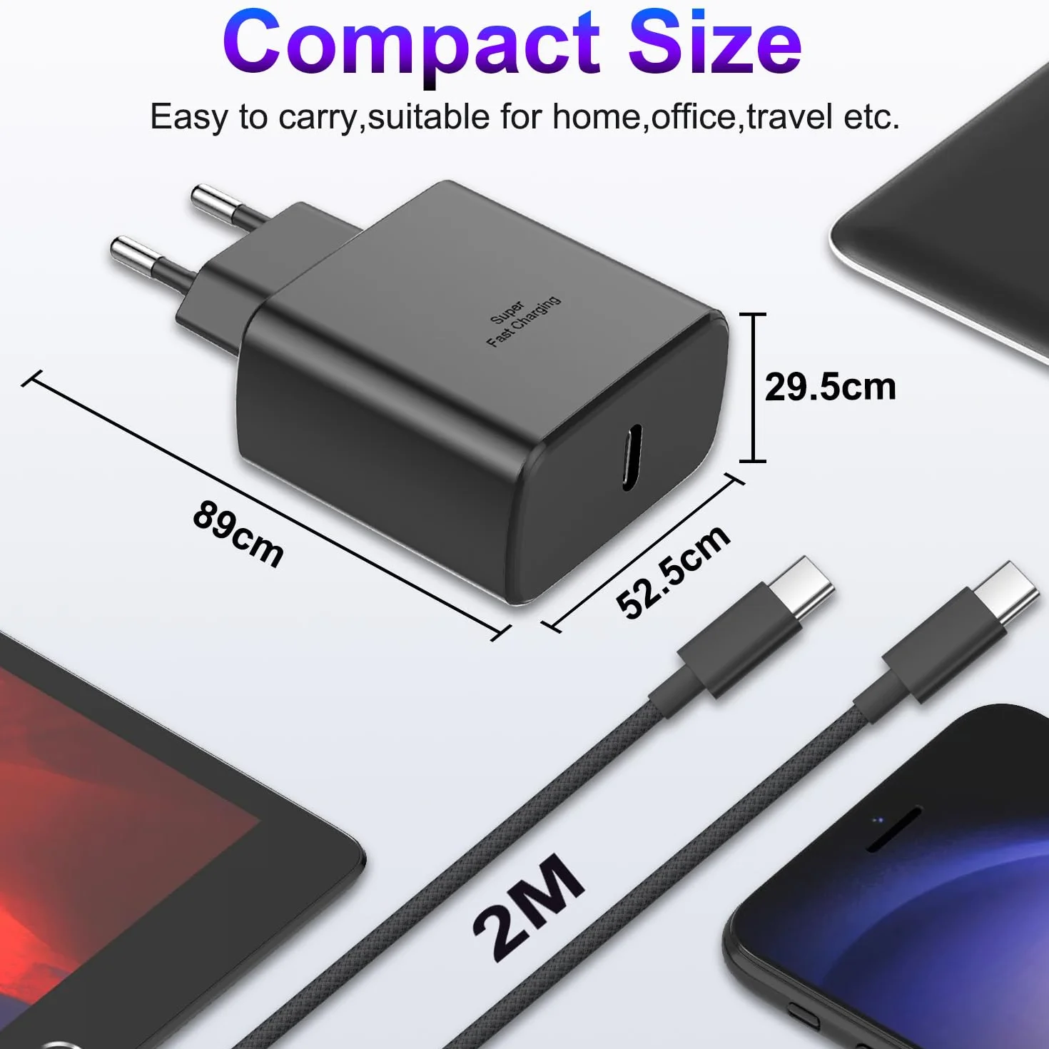 Bimker Szybka ładowarka USB C 45 W do Samsung Galaxy S25 Ultra, S24, S23, S22, S21, S20, Note20, A73, A53, Flip5, Fold4 z kablem 2M