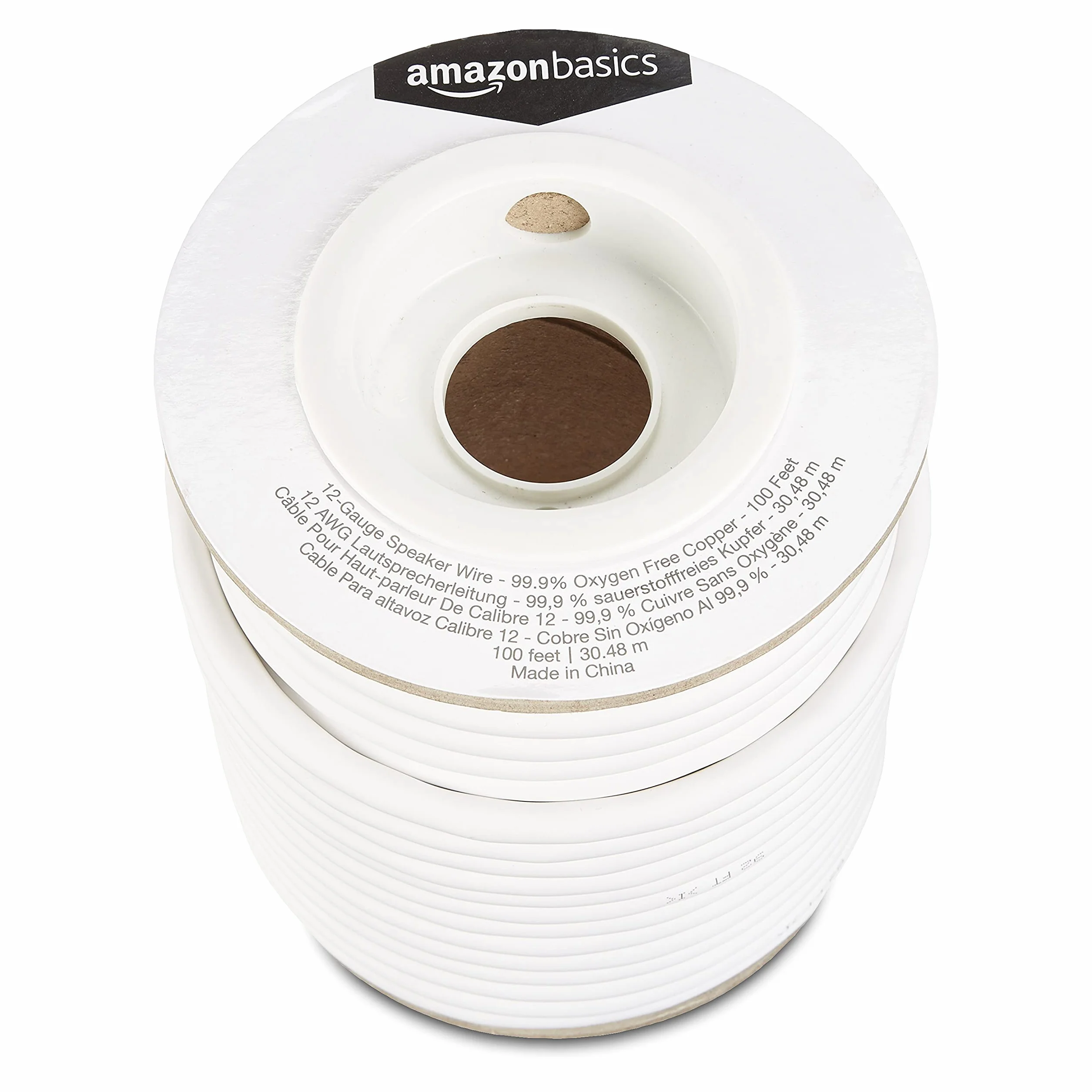 Amazon Basics kabel głośnikowy 12 AWG 99,9% miedzi beztlenowej 30,5 m biały