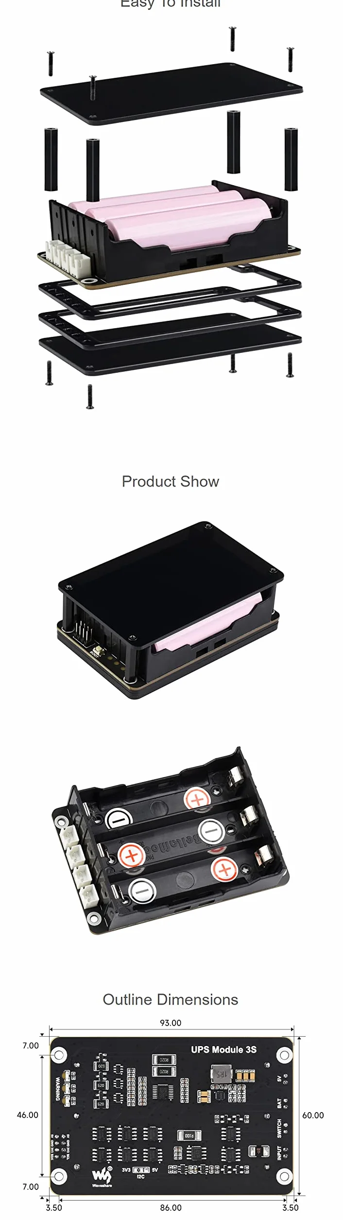 UPS moduł zasilacza awaryjnego do Raspberry Pi 4B+ 4B 3B+ 3B 2B+ Zero W WH Jetson Nano 5V 5A
