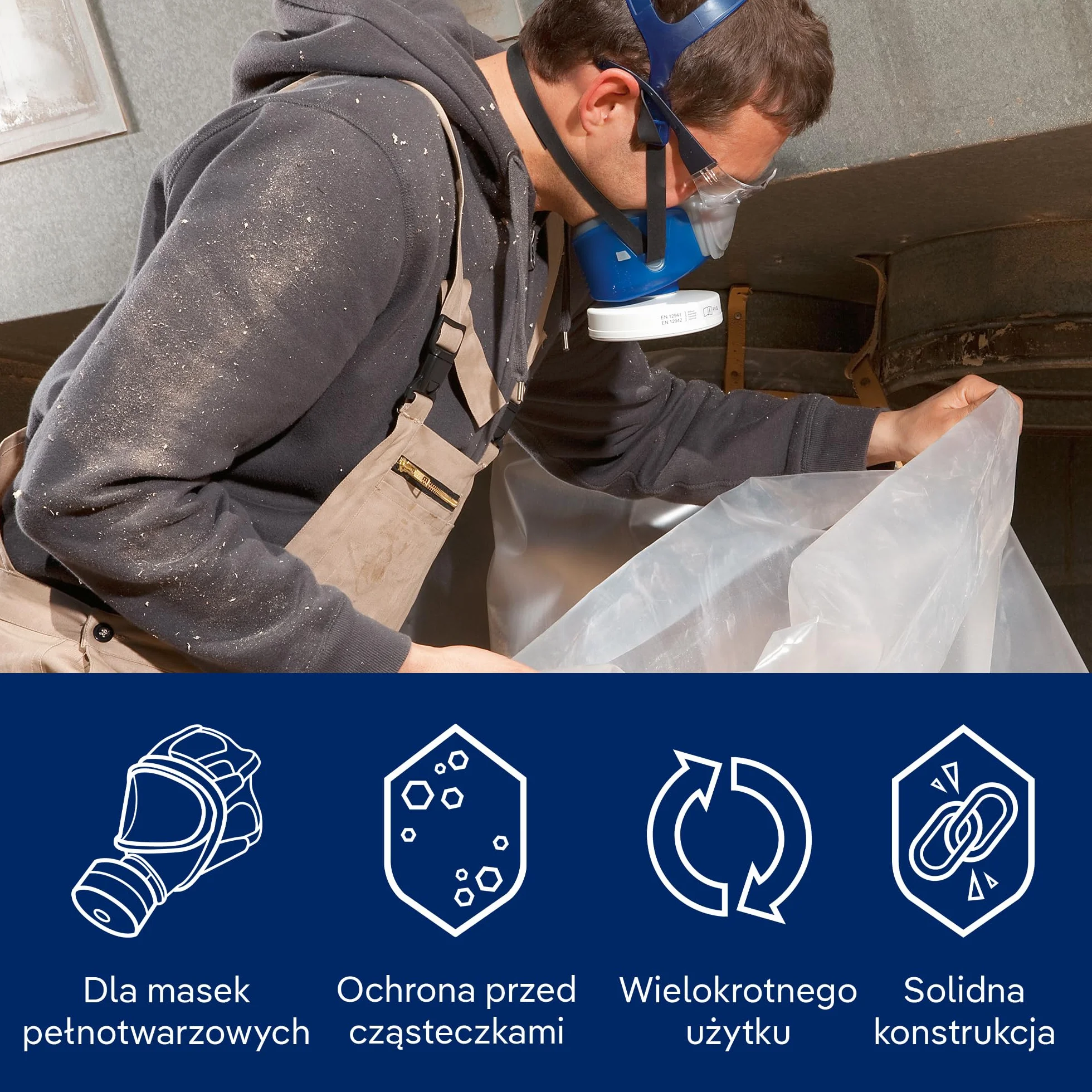 Dräger X-plore Rd40 filtr cząstek stałych 1140 P3 R do aerozoli/cząstek stałych