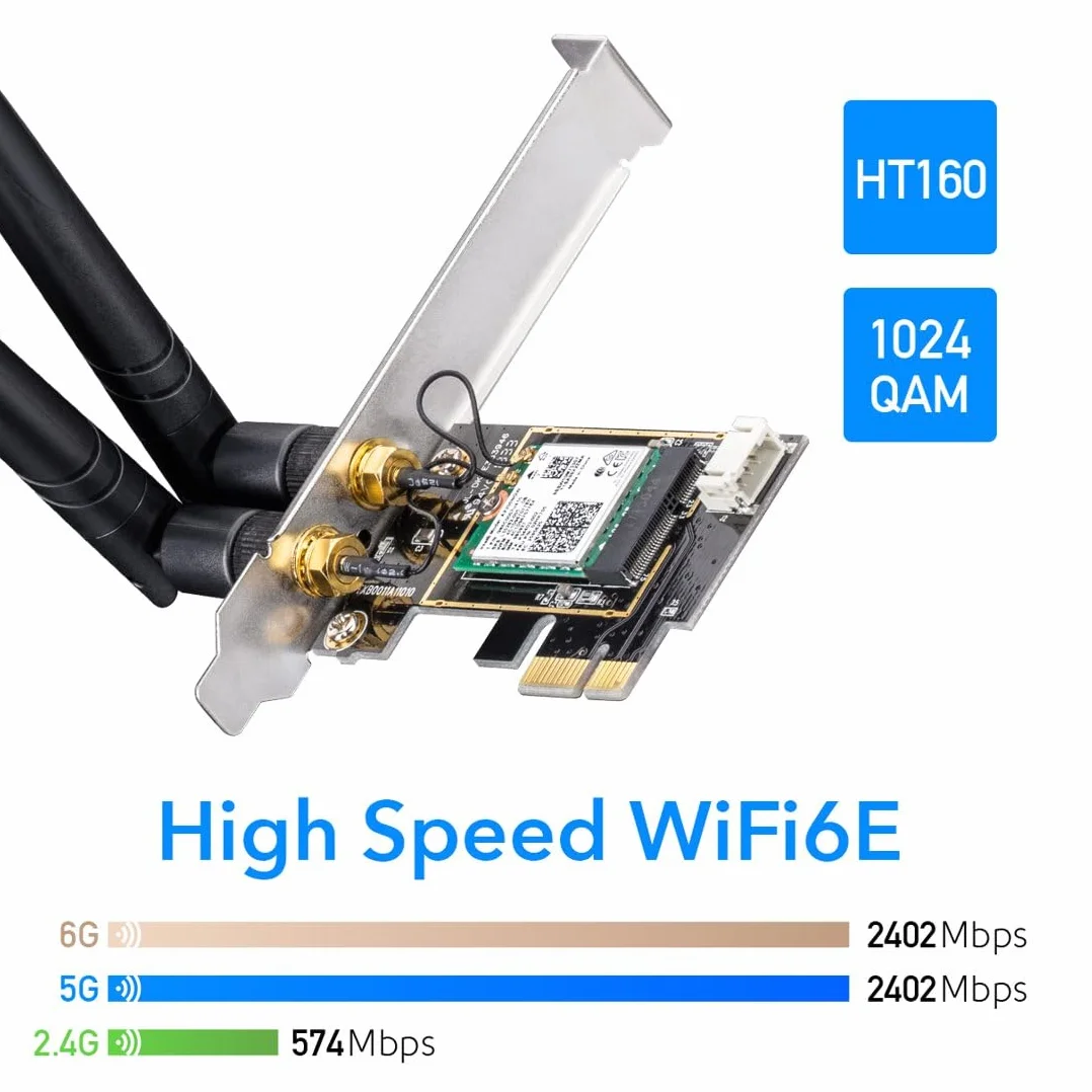 Cudy WE3000 AX 3000 Mbps bezprzewodowa karta WiFi 6 PCIe Bluetooth 5.0 802.11ax czarny