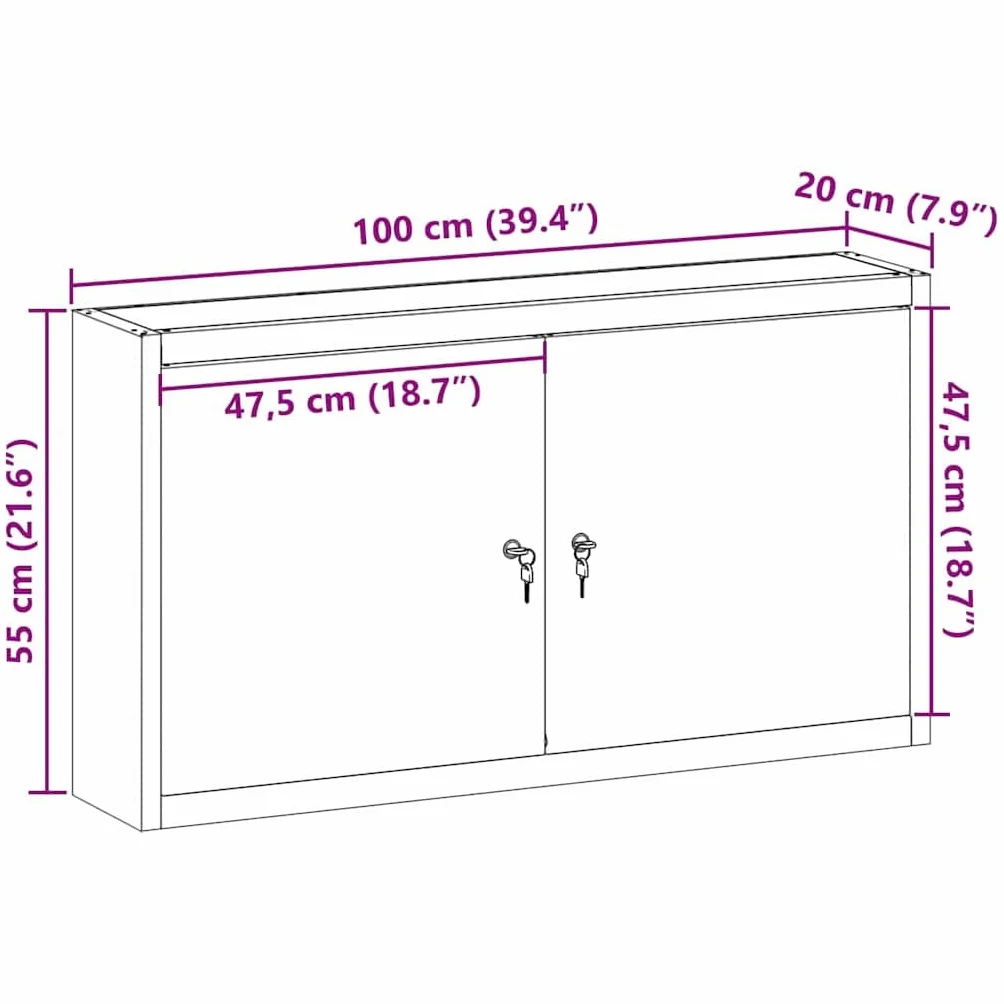 Szafka narzędziowa z regałem ze stali i materiału drewnopochodnego, czarno-szara, 100 x 20 x 55 cm, z 3 regulowanymi półkami i zamkiem na kamerę, do warsztatu, garażu i dla majsterkowiczów