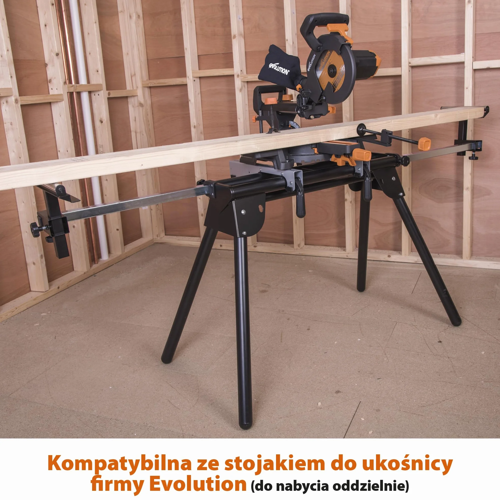 Evolution Power Tools Przesuwna ukośnica do cięć złożonych Plus R210SMS+ – w zestawie tarcza do różnych materiałów, tnie drewno, metal, plastik i inne, cięcie z nachyleniem i ukośne, 210 mm (230 V)