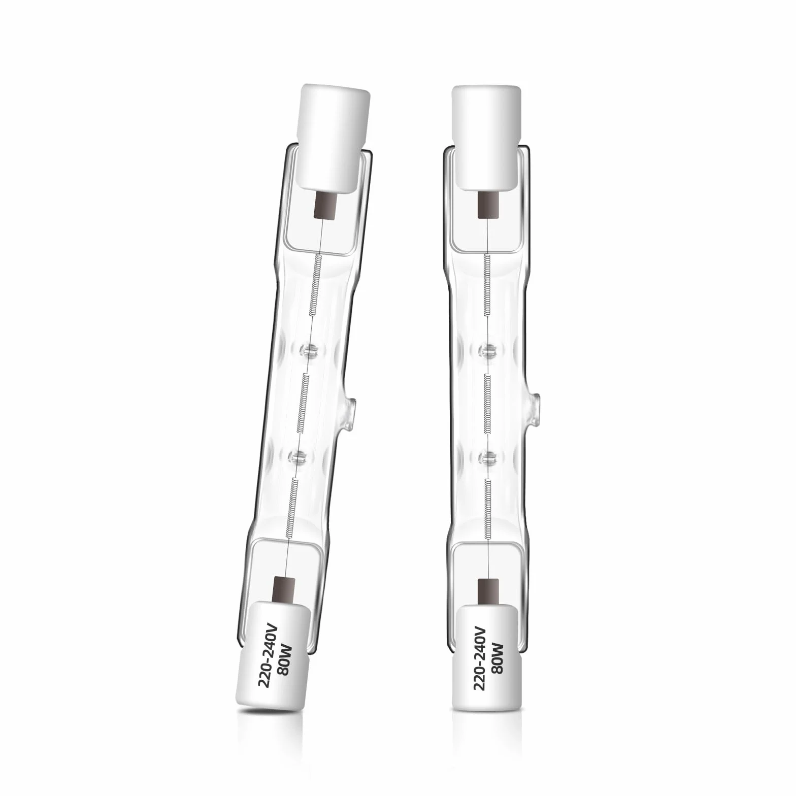 Caldarax Zestaw 2 żarówek halogenowych R7s, 78 mm, 80 W, możliwość ściemniania, J78 Żarówka halogenowa 230 V, 1400 lm 2700 K, ciepła biel, liniowy reflektor Halogenowy do oświetlenia krajobrazu