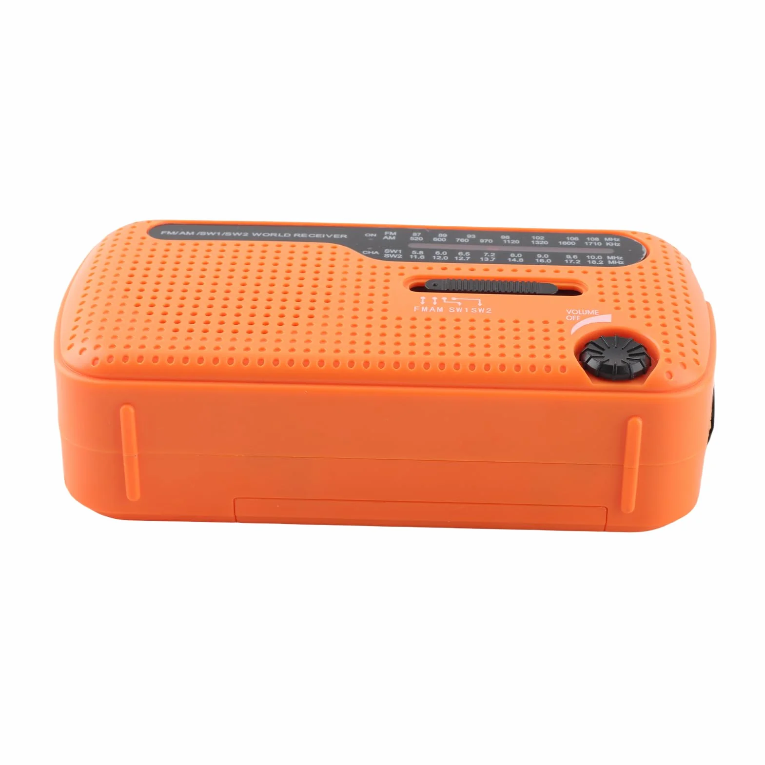 Radio awaryjne, 1200 mAh, akumulatorowe, ręczne radio na korbkę, przenośne powerbanki, latarka LED, AM/FM/SW1/SW2, zapasy awaryjne, ładowarka do telefonu komórkowego, SOS do domu (Pomarańczowy)