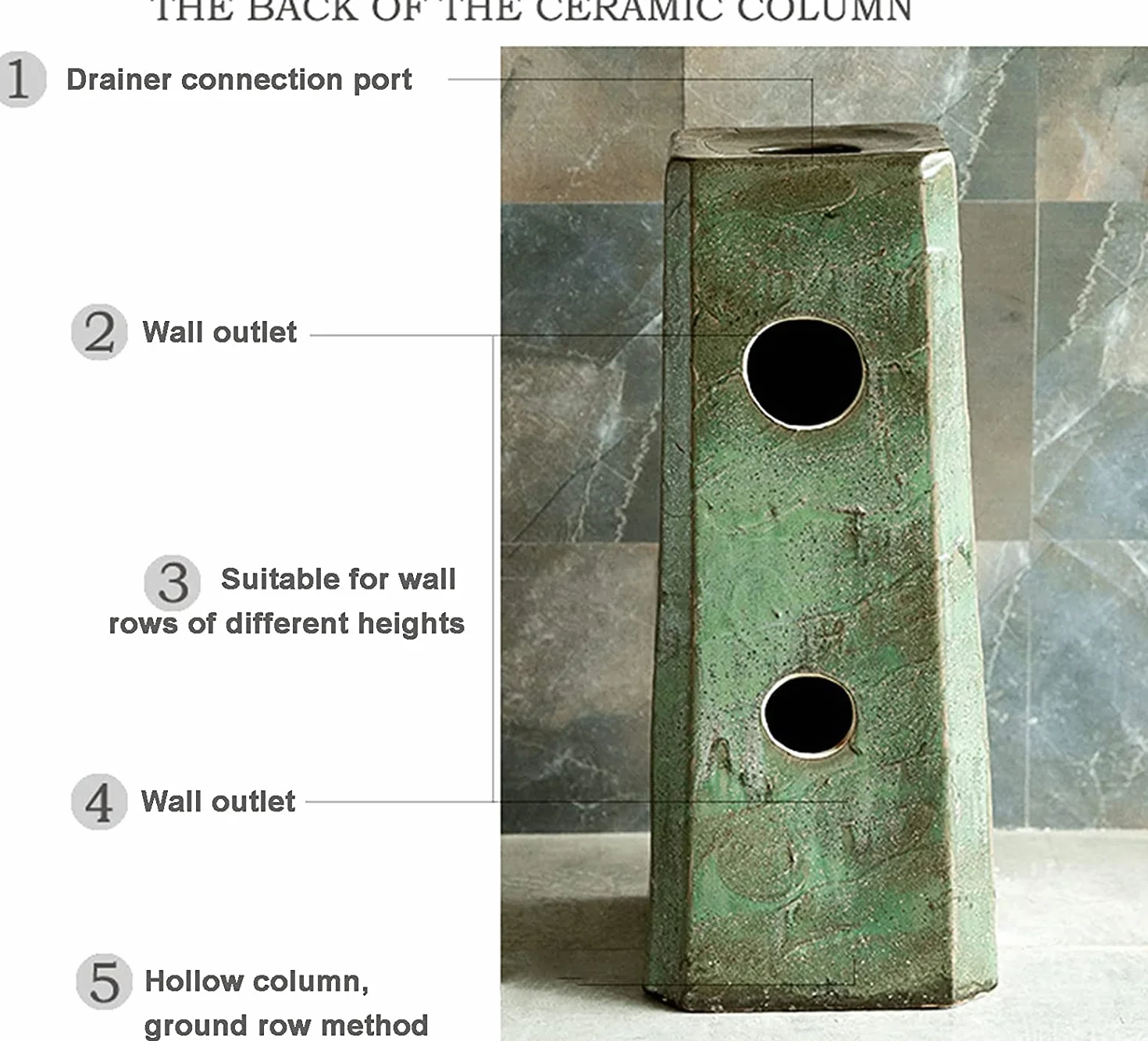 Ceramiczna Umywalka W Stylu Retro Do Użytku Na Zewnątrz, Ceramiczna Kolumna W Stylu Z Baterią I Odpływem, Umywalka Stojąca Na Podłodze, Na Balkon I Do Wewnątrz