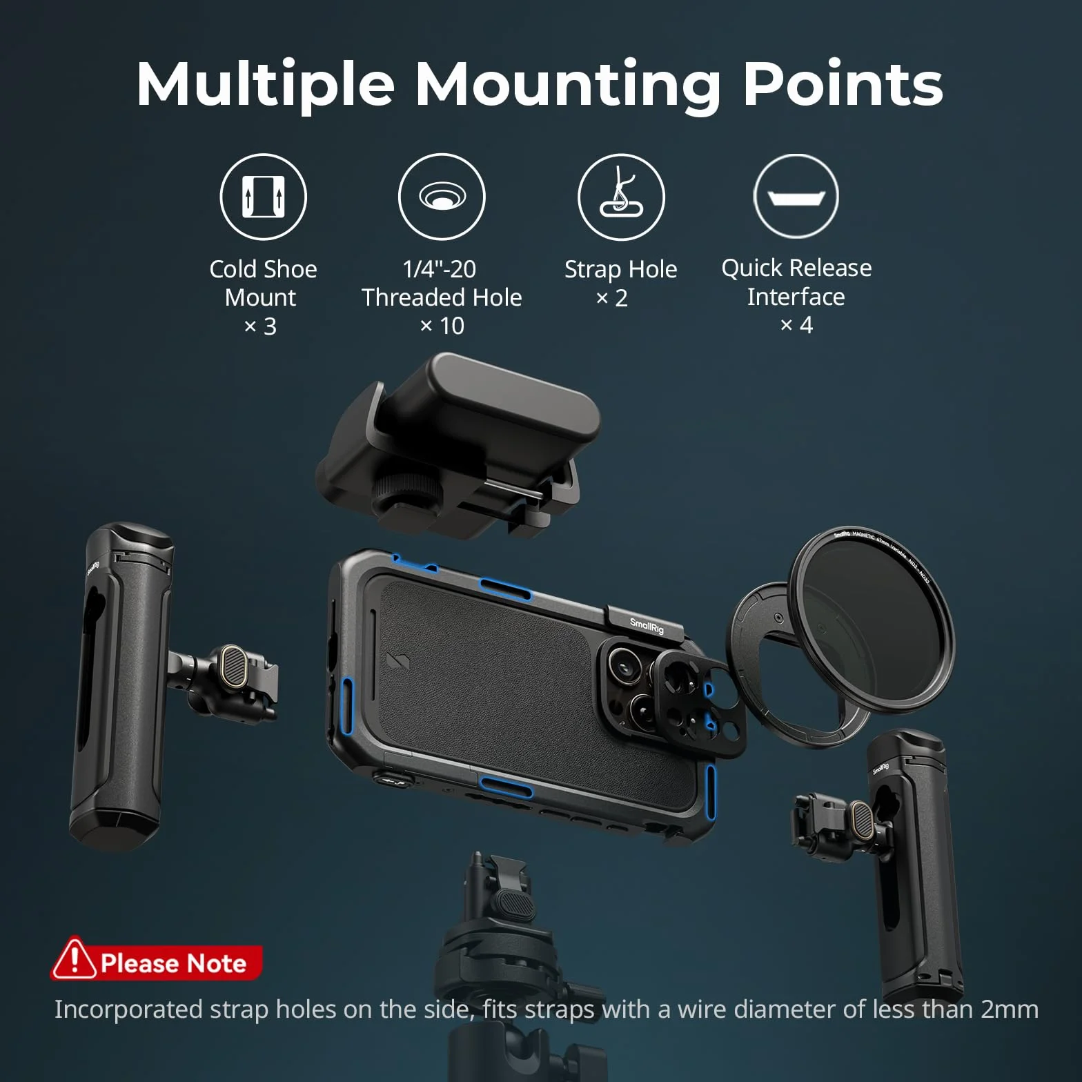 SMALLRIG Phone Video Cage Dual Handheld Kit do iPhone 16 Pro, Phone Rig z bezprzewodowym uchwytem bocznym Quick Release 5007