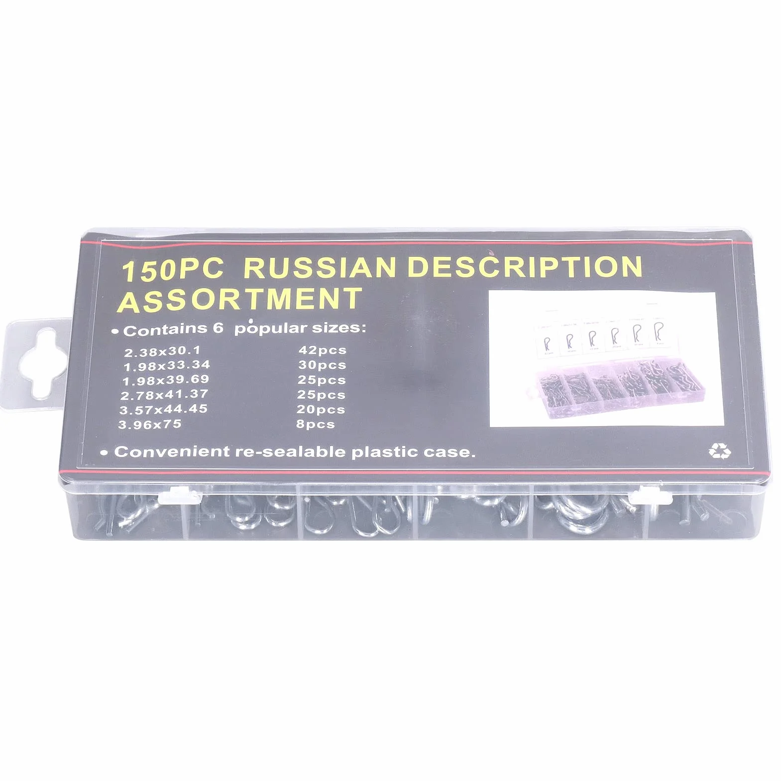150pcs Cotter Pins, Stalowa Stalowa Przyczepka Pins Pins Pins z Pudełkiem do Przechowywania dla Systemu Blokady Podłączania