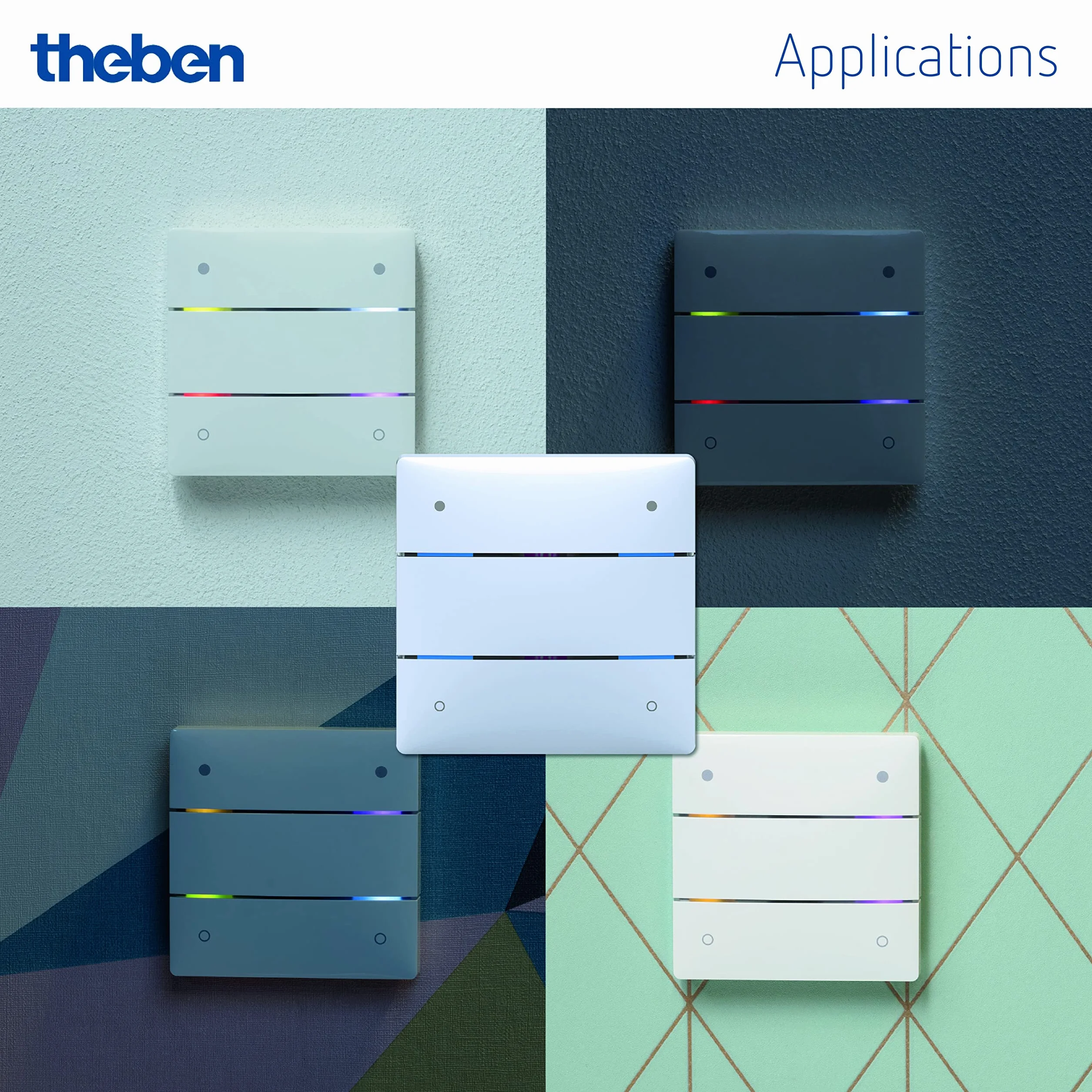 Theben 4969234 iON 104 KNX czujnik dotykowy 4-przyciskowy Secure | 4 diody LED stanu, czujnik temperatury, przełączanie, ściemnianie, żaluzje, nadajnik wartości, sceny, kolory, sekwencje