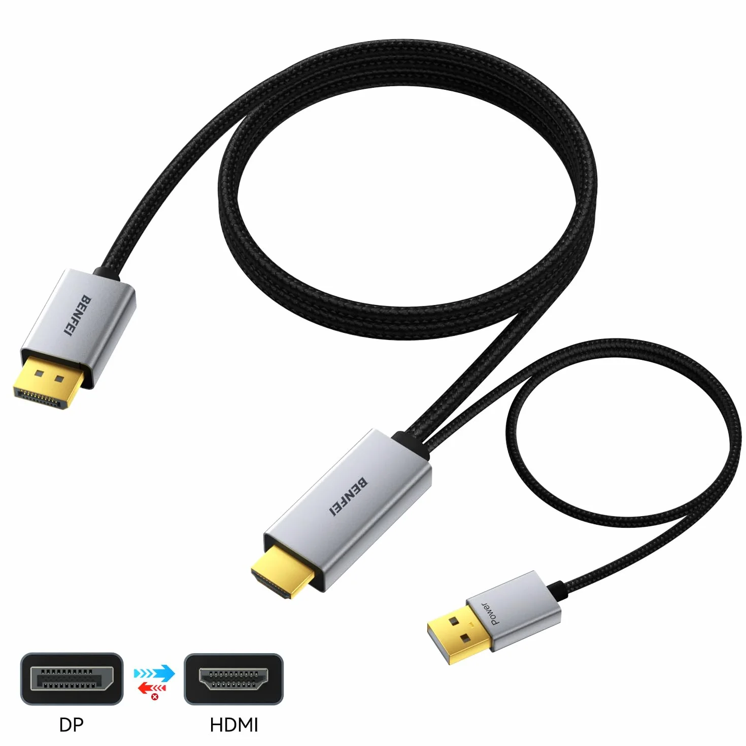 BENFEI Kabel DisplayPort 1.4 do HDMI 2.1 1.8 m 8K 60 Hz 4K 240 Hz HDR DSC HDCP 2.3