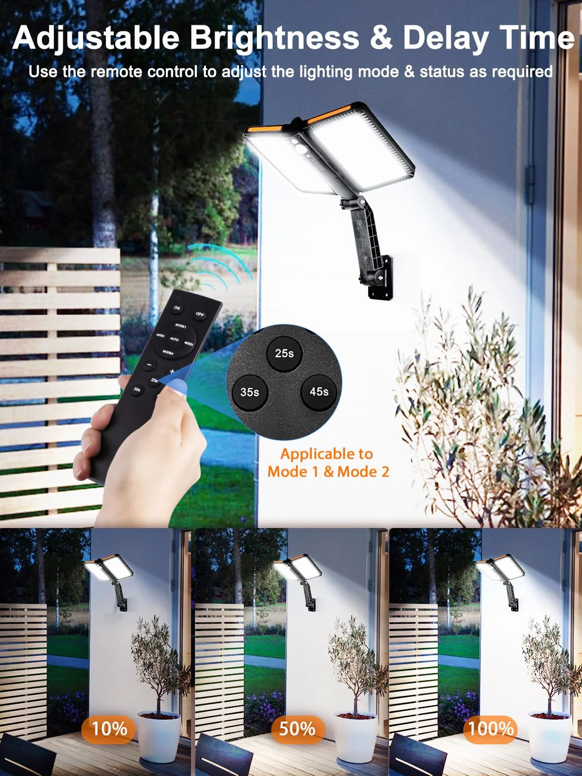 Moman Zewnętrzna lampa słoneczna, 218 diod LED z czujnikiem ruchu, 5 trybów, składana, wodoodporna lampa solarna IP65, wydajne oświetlenie, 2 szt., światło słoneczne, oświetlenie zewnętrzne