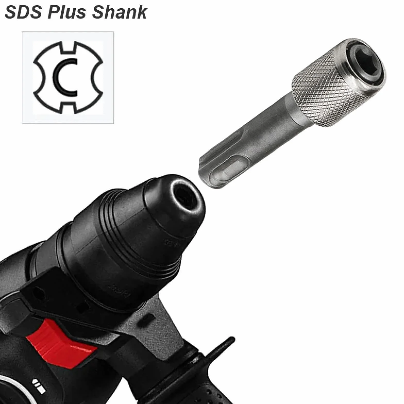 Konwerter na 1/4 Hex Shank Adapter Hexagonal Converter Elektryczny Młot Mocny Wkrętak Uchwyt Bitów Gniazdo Udarowy Klucz (Adapter SDS Hex 2szt)