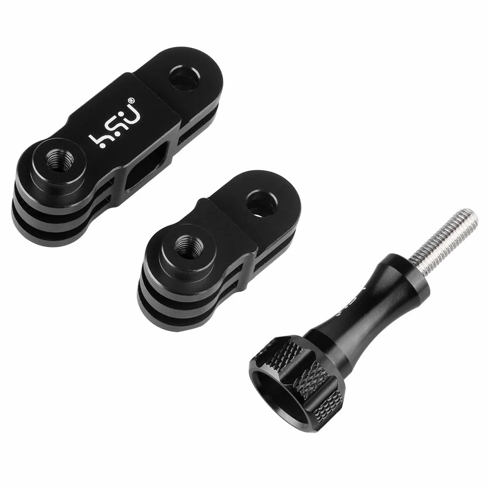 HSU Uchwyt na ramię przedłużające ze stopu aluminium do GoPro, ten sam kierunek, proste przeguby do Hero 12/11/10/9/8/7/6/5 i innych kamer sportowych (czarny)