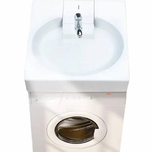 Standardowa umywalka oszczędzająca miejsce w pralce GPM DUŻA - kompaktowy syfon schodkowy z tyłu - 63 x 60 cm prześwit pod umywalką