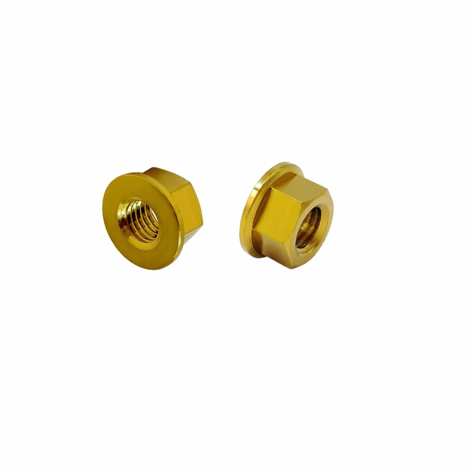RISON tytanowa nakrętka kołnierzowa M12 x 1,25 mm, tytanowa nakrętka zębata, złota 6AL4 V, tytanowa nakrętka kołnierzowa do motocykla, 5 sztuk