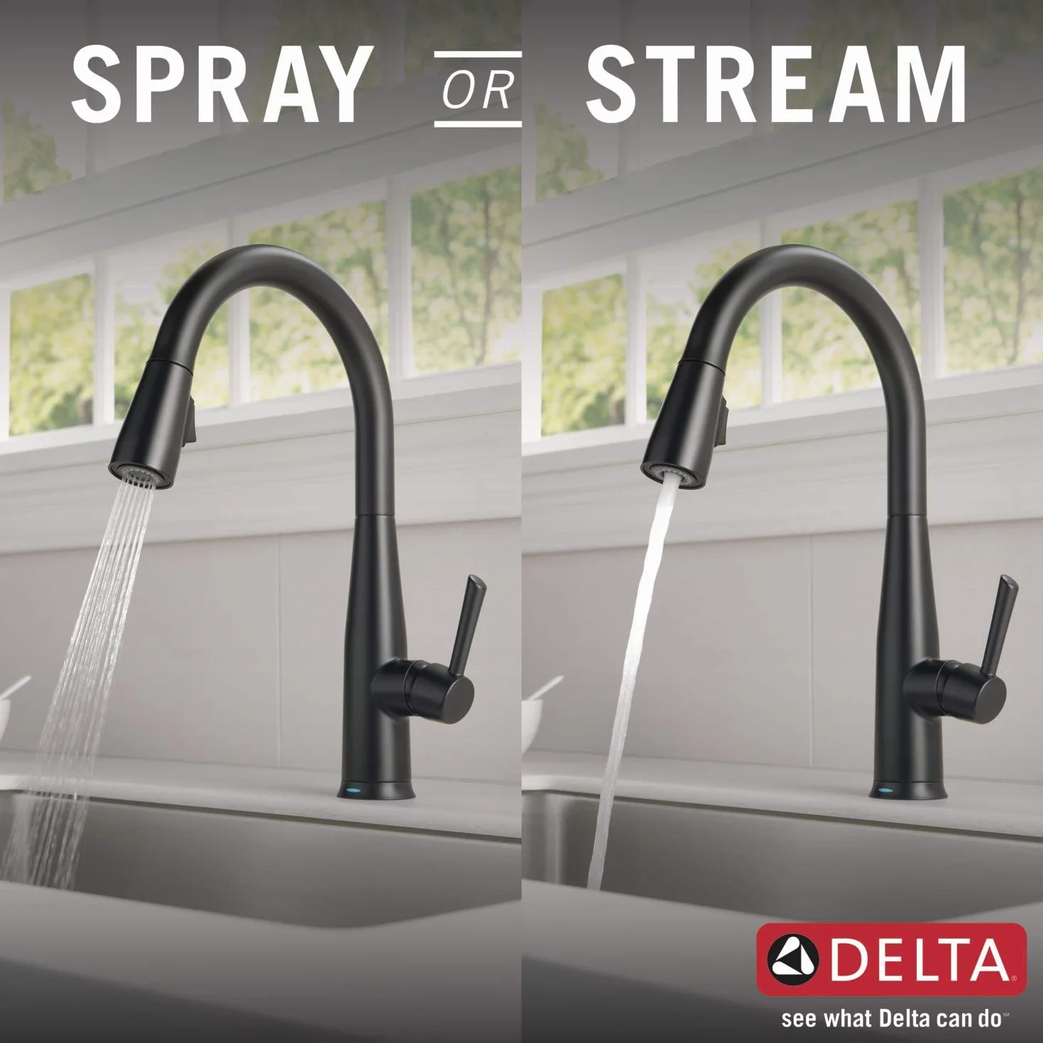 Delta Faucet Essa Matowa czarna bateria kuchenna dotykowa, dotykowe baterie kuchenne z wyciąganym opryskiwaczem, bateria zlewozmywakowa, bateria kuchenna czarna, technologia Touch2O, matowa czerń