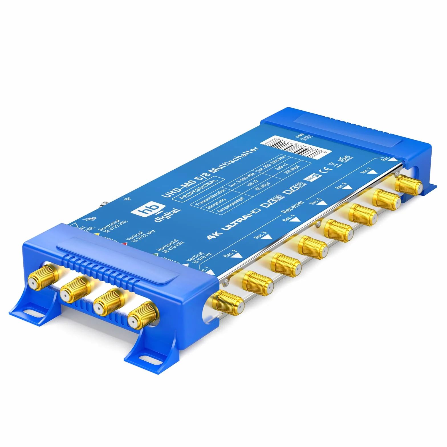 HB-DIGITAL Multiswitch PMSE 5/8 1x SAT 8 odbiorników 4K UHD z zasilaczem