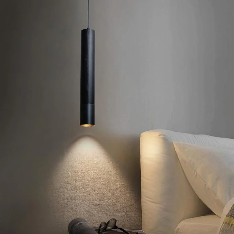 Lampa wisząca, czarna, 1 żarówka, przemysłowa, metalowa, vintage, drewno, lampa wisząca do jadalni, na stolik nocny, sypialnię, kuchnię, bar, restaurację, z regulacją wysokości, Gu10