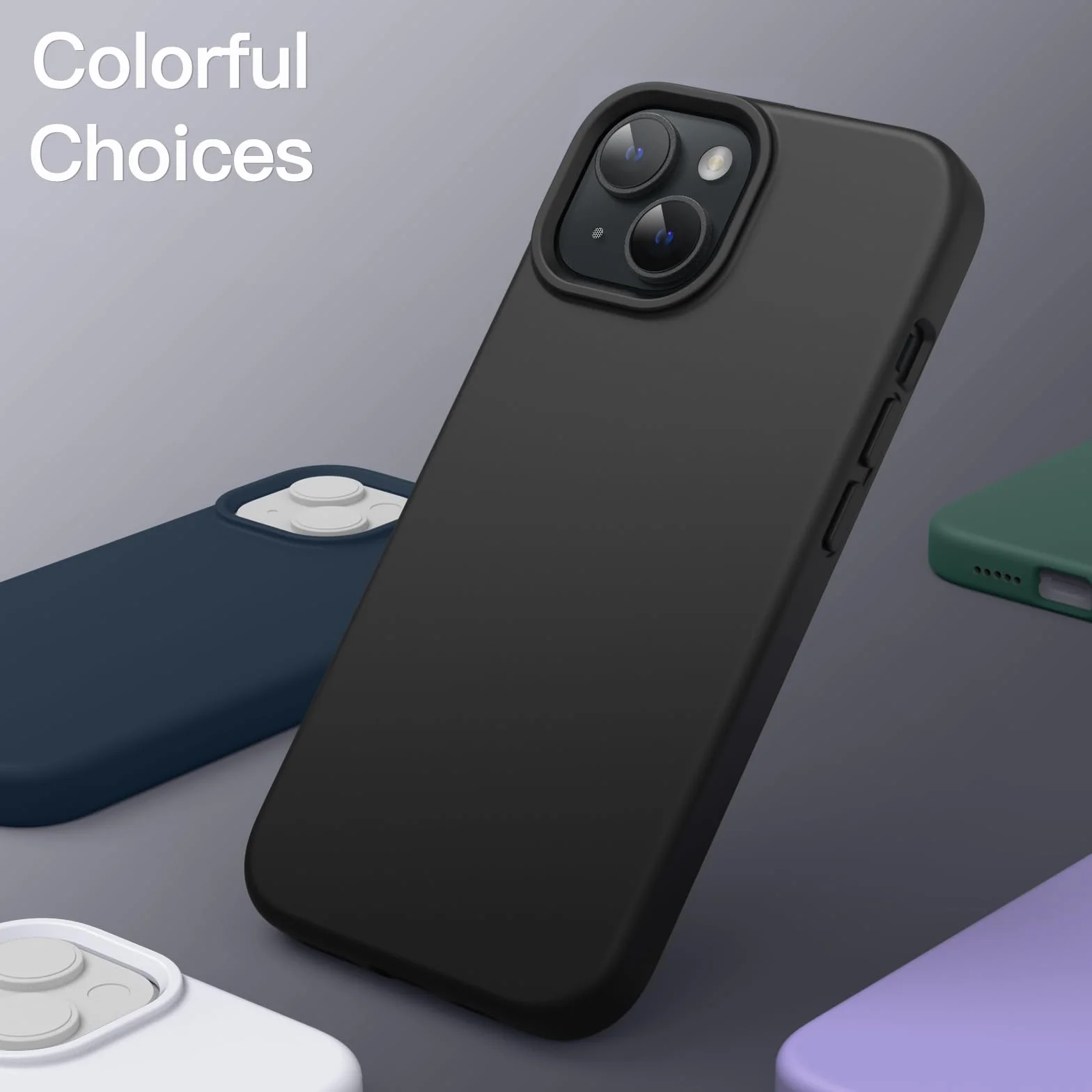 JETech Silikonowe Etui dla iPhone 13 6,1 Cala, Jedwabisty Miękki w Dotyku Futerał Ochronny na Całe Ciało, Odporny na Wstrząsy Pokrowiec z Podszewką z Mikrofibry (Czarny)