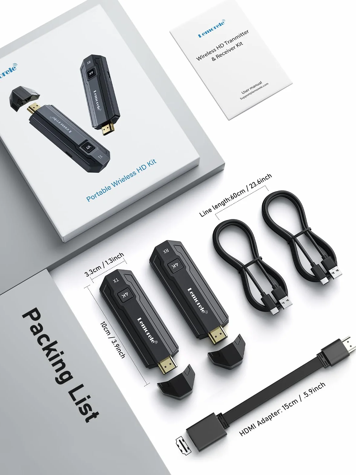 Lemorele Bezprzewodowy Transmiter i Odbiornik 4K HDMI 5G, 8 TXS do 1 RX