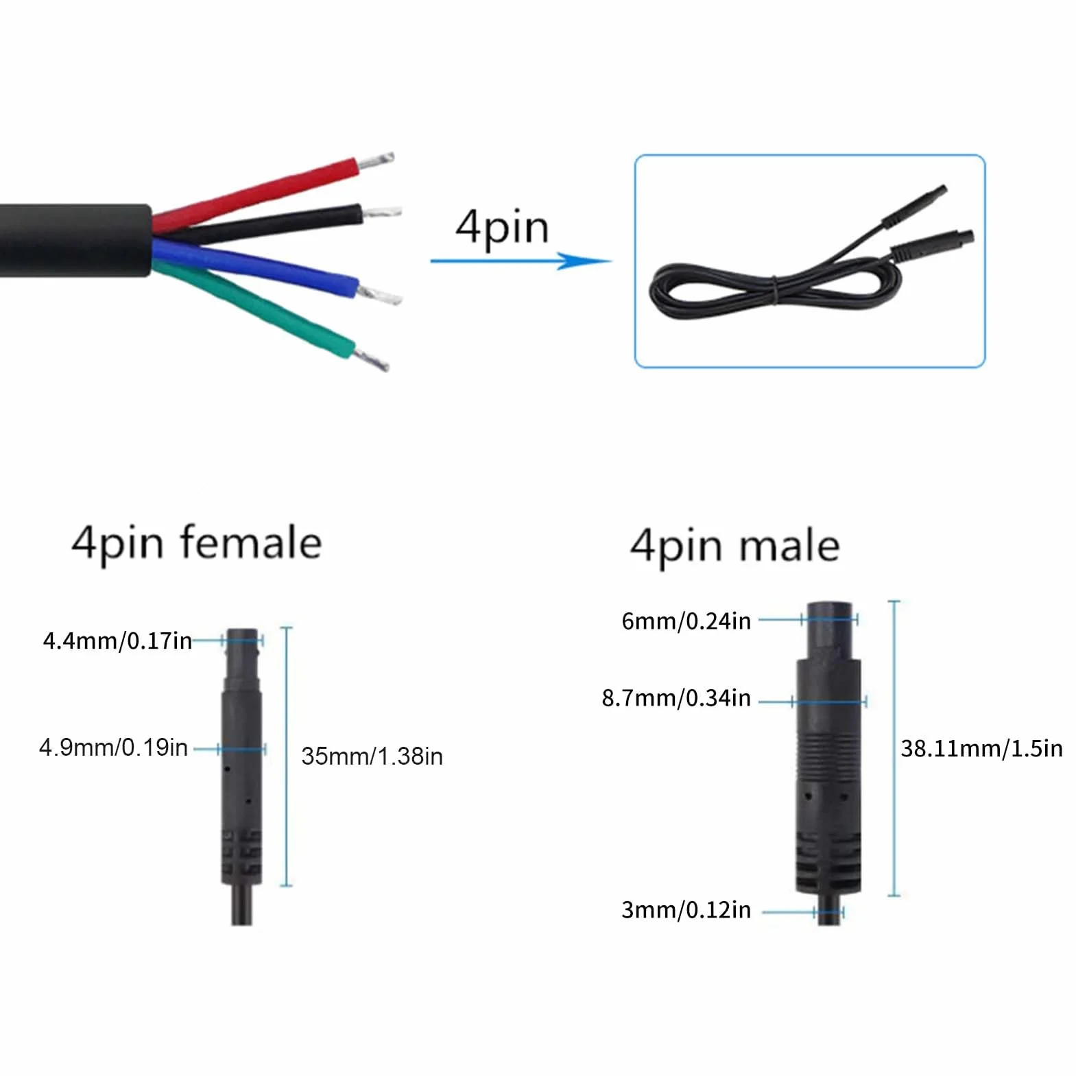 Kabel Kamery Cofania 4-Pinowy 2,5 m 12 V 24 V Przedłużacz Do Przyczepy Kempingowej