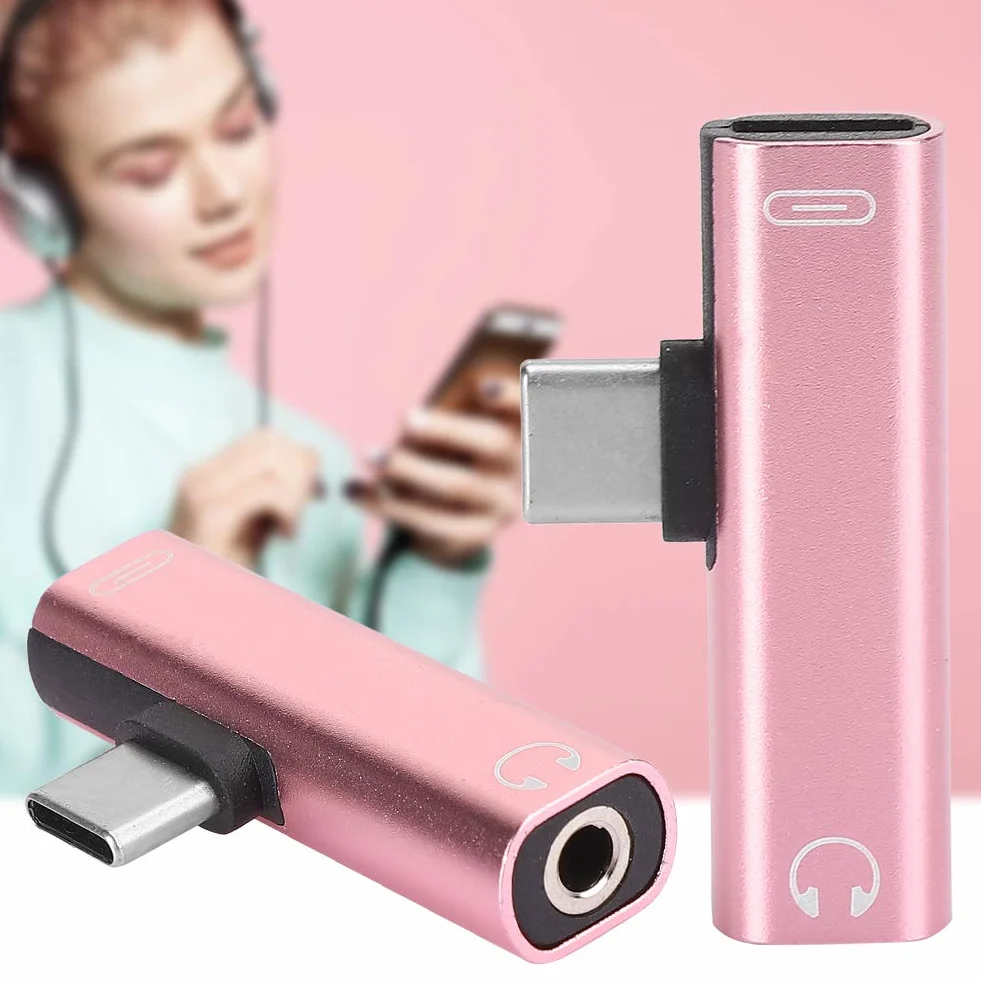 Adapter Słuchawkowy USB C do 3.5 mm Typu C 2 w 1 Przewód Audio i Ładowarki