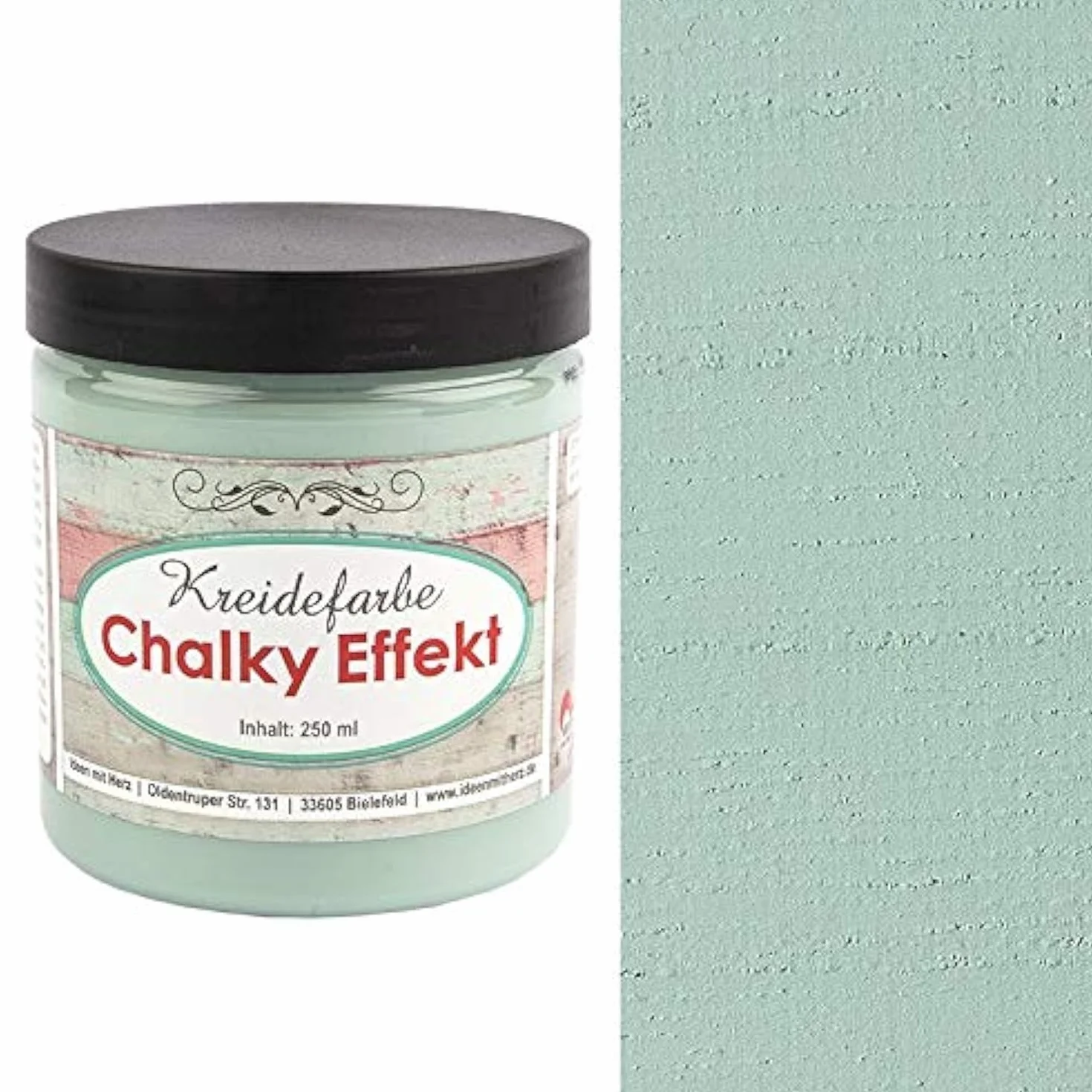 Ideen mit Herz Farba kredowa 250 ml, bardzo kryjąca, ultra matowa, na bazie wody z efektem Shabby Chic i Vintage (pastelowa zieleń)