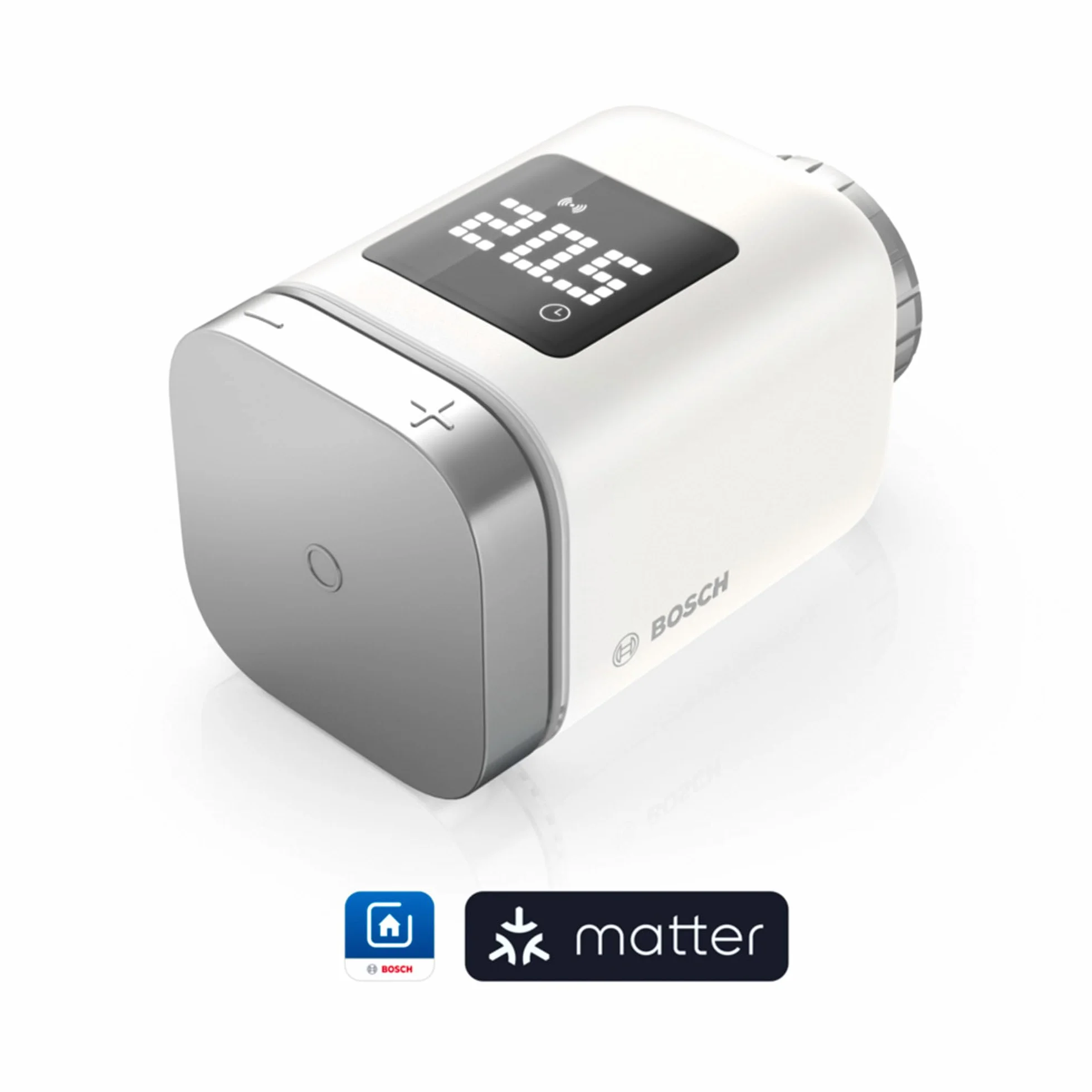 Bosch Smart Home termostat grzejnikowy II [+M], inteligentny termostat, elastyczne zastosowanie w systemie Bosch Smart Home lub w systemach matter