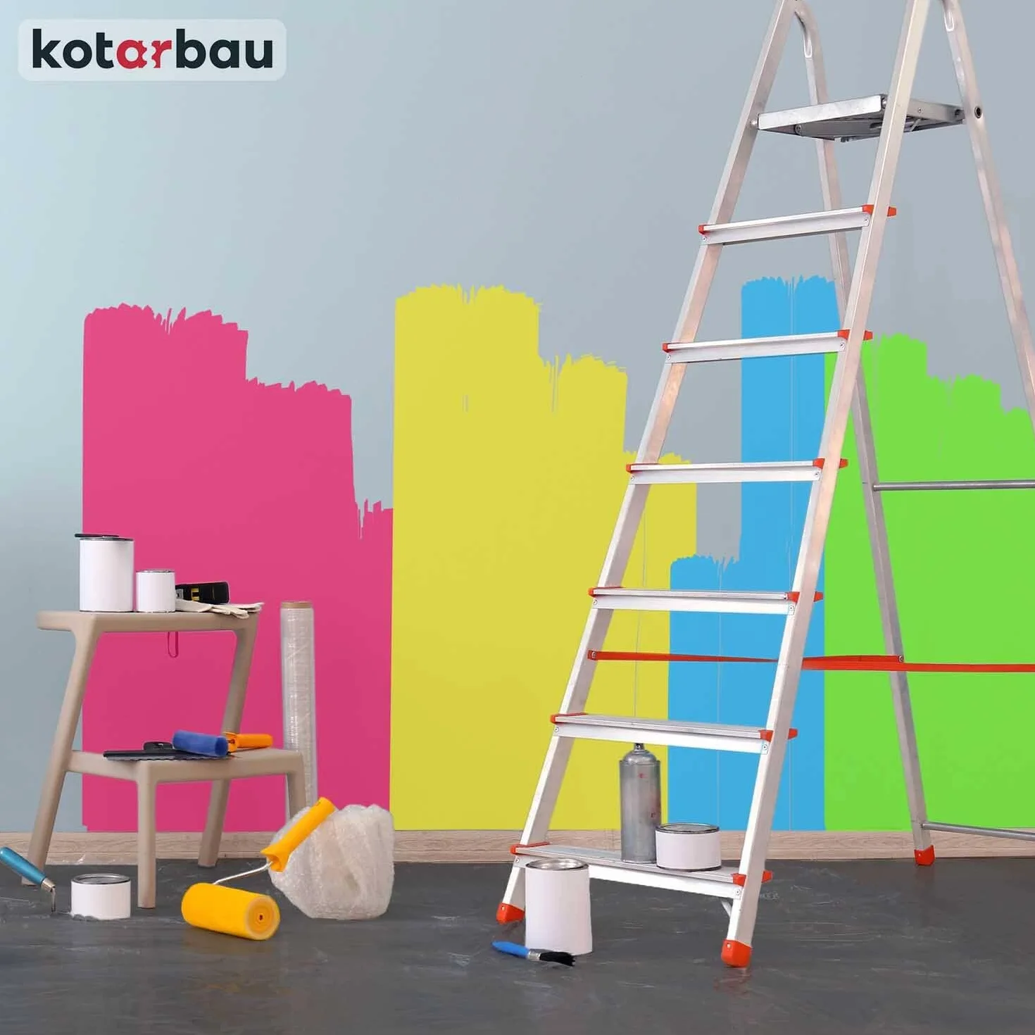 KOTARBAU® Zestaw 10 szt. Folia Malarska - 4 x 5 m - Folia Ochronna Budowlana - Gruba - Mocna - Szara