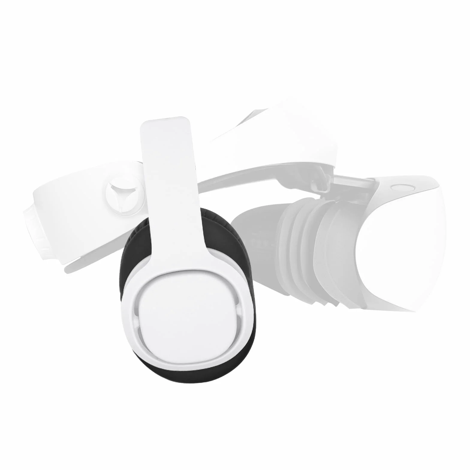 Globular Cluster PH2 Stereo VR Headphones for PS VR 2 - Clip On Design with Cable Router, 75mm x 90mm Earmuffs White