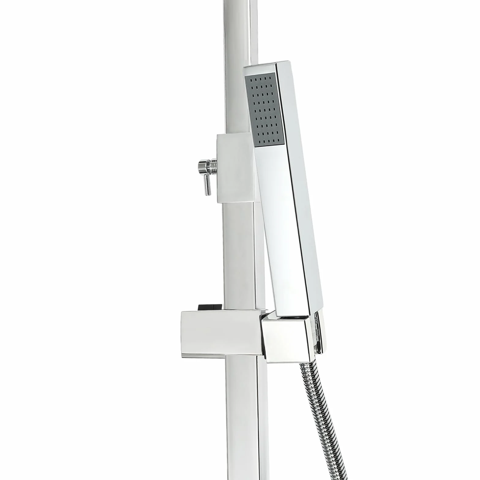 Silbrig system prysznicowy z termostatem, deszczownica z armaturą, zestaw prysznicowy kwadratowy z obracanym o 360° strumieniem górnym, do domów, hoteli, mieszkań