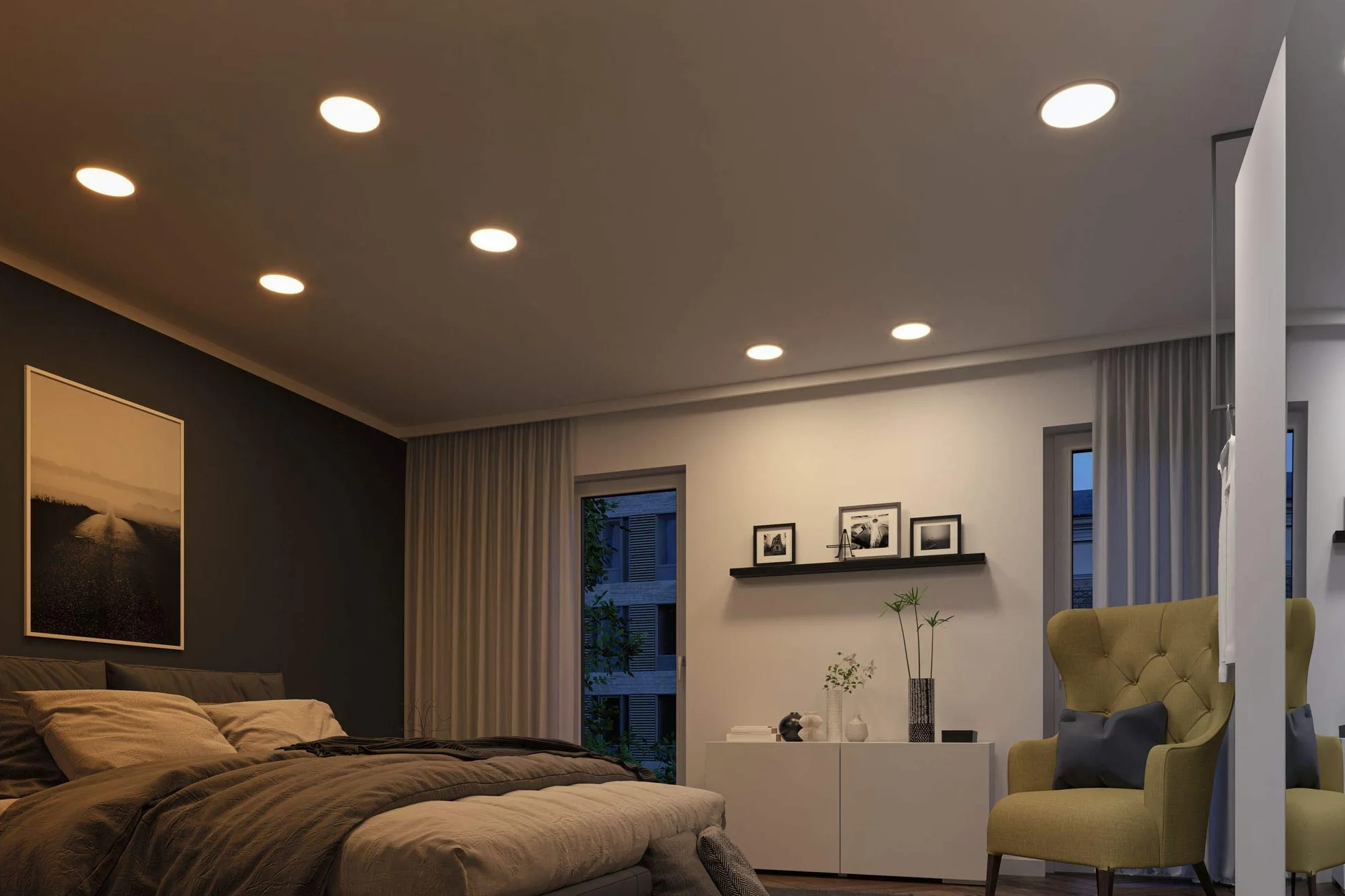 Paulmann 92990 panel LED oprawa wpusz. Areo VariFit IP44 ściem. 3-stopniowo 230mm okrągła w kompl. 1x16 W ściemn. biały mat tw. szt. 2000 K