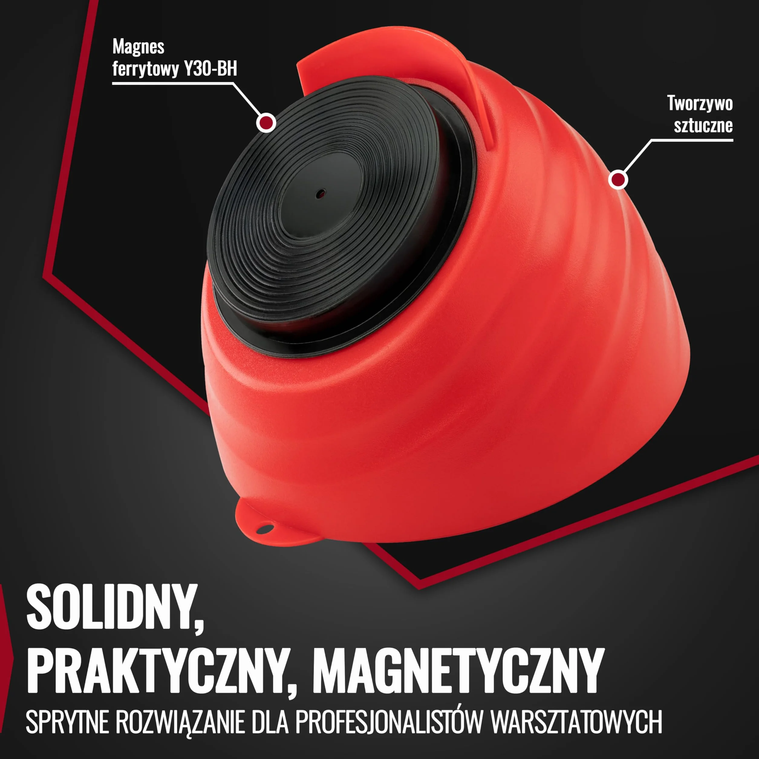 Poppstar magnetyczna miska, okrągła (Ø 14,5 cm), z wysokim rantem, materiał: tworzywo sztuczne, czerwona