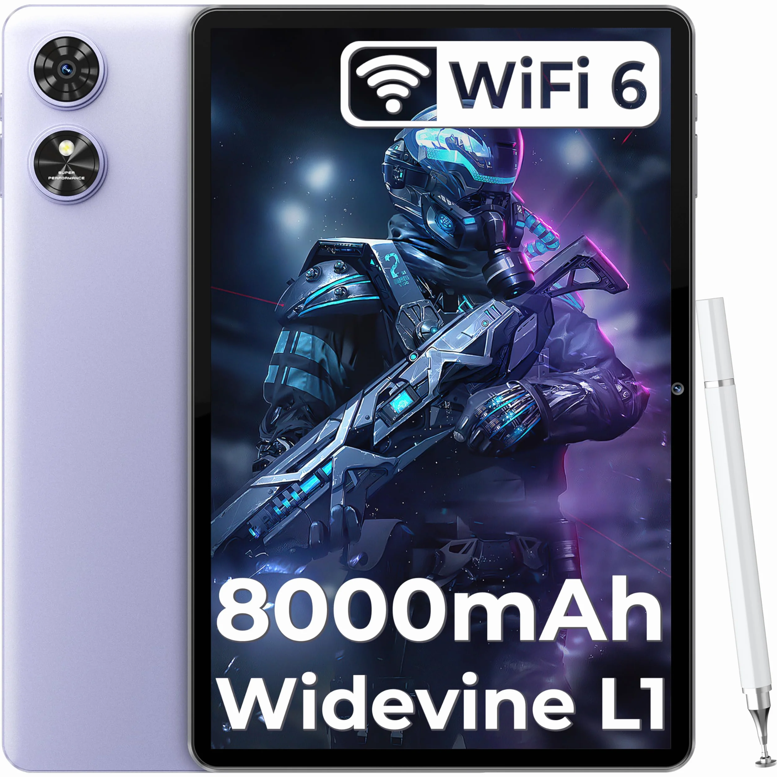 Tablet OT6 10,1 cala Android 13 16 GB+64 GB WiFi 6 8000 mAh Aparat 5MP+2MP 5G BT5.0 1280x800 HD+ Widevine L1