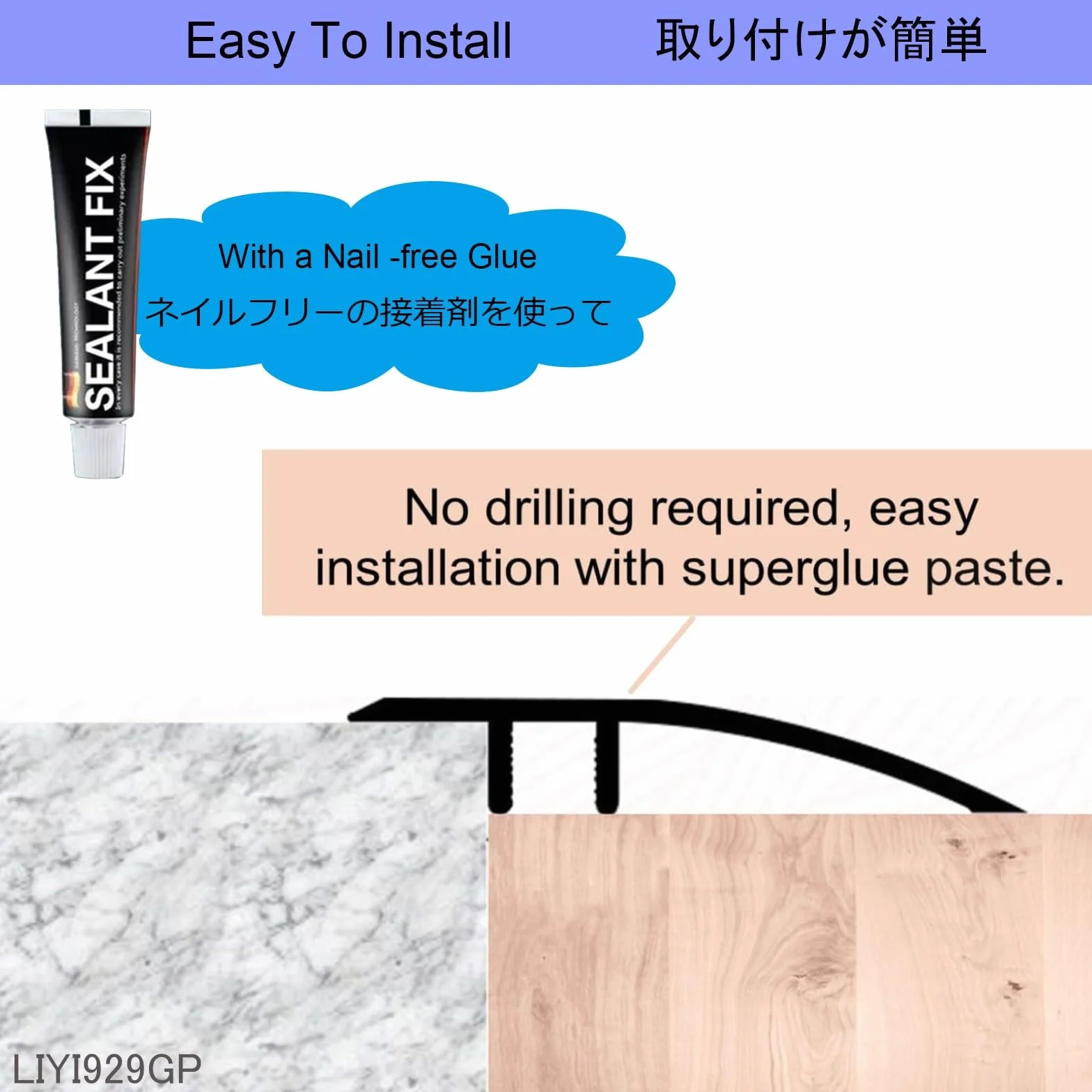 Listwy przejściowe do podłóg, listwy podłogowe, listwa przejściowa do podłogi, aluminiowe pręty progowe W43 mm, drzwi, płytki, dywan do płytek, pasek przejściowy, szary, L, 100 cm (czarny, L 115