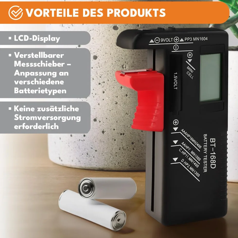 KRUMAD BT168D Tester baterii cyfrowy 0-15V do AA AAA C D 9V ogniwa guzikowe