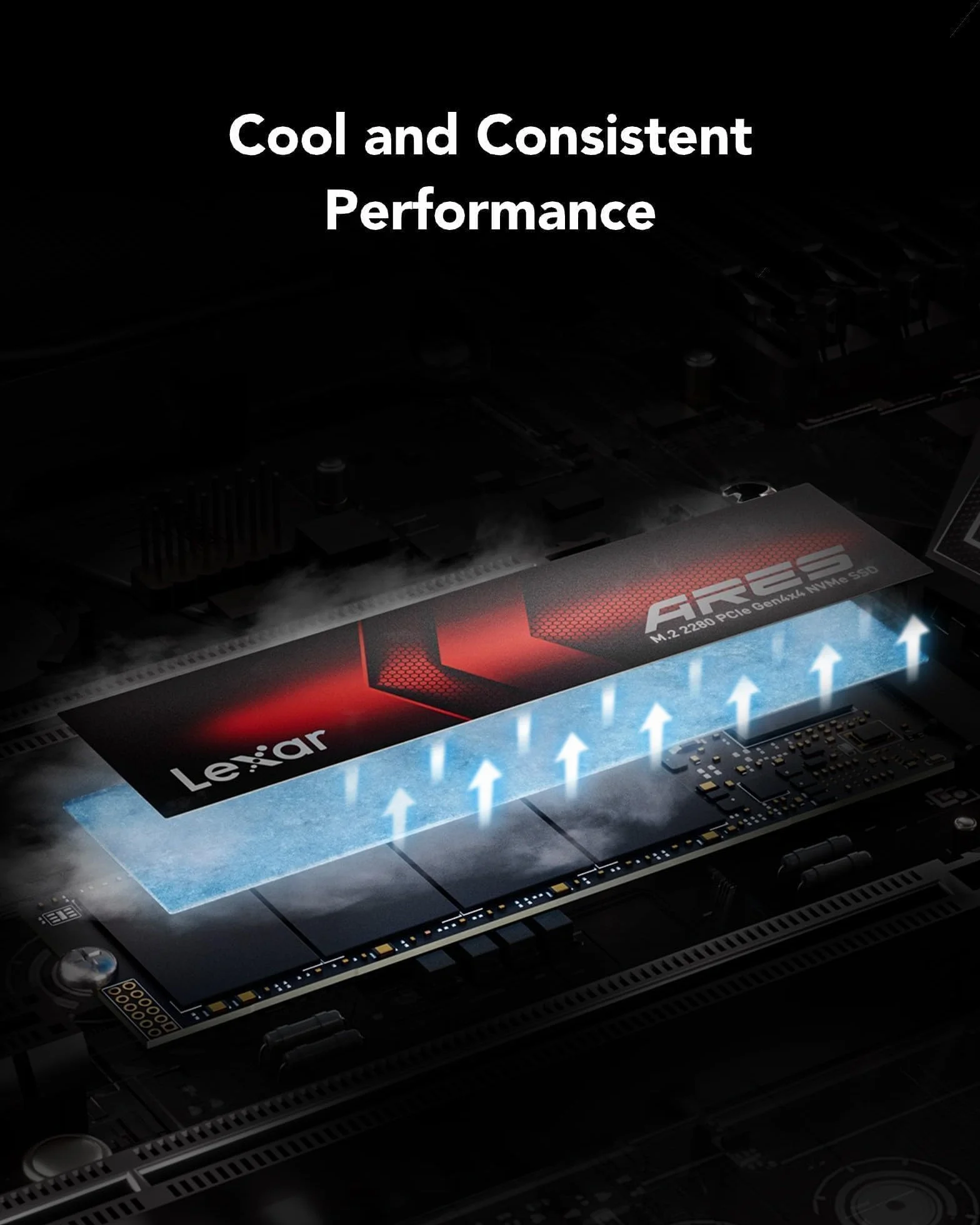 Lexar ARES 2 TB SSD M.2 2280 PCIe Gen4x4 NVMe wewnętrzny dysk SSD 7400 MB/s odczyt 6500 MB/s zapis