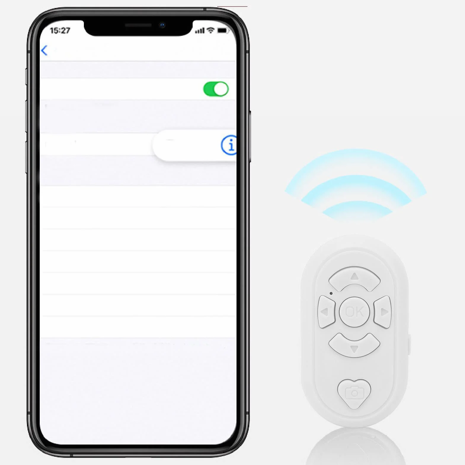 Pilot Zdalnego Sterowania Bluetooth Przewracanie Stron Wideo, Emote Kontroler Opuszkami Palców dla Inteligentne Kliknięcie do zdjęć i Filmów, Bezprzewodowa Kamera (Biały)