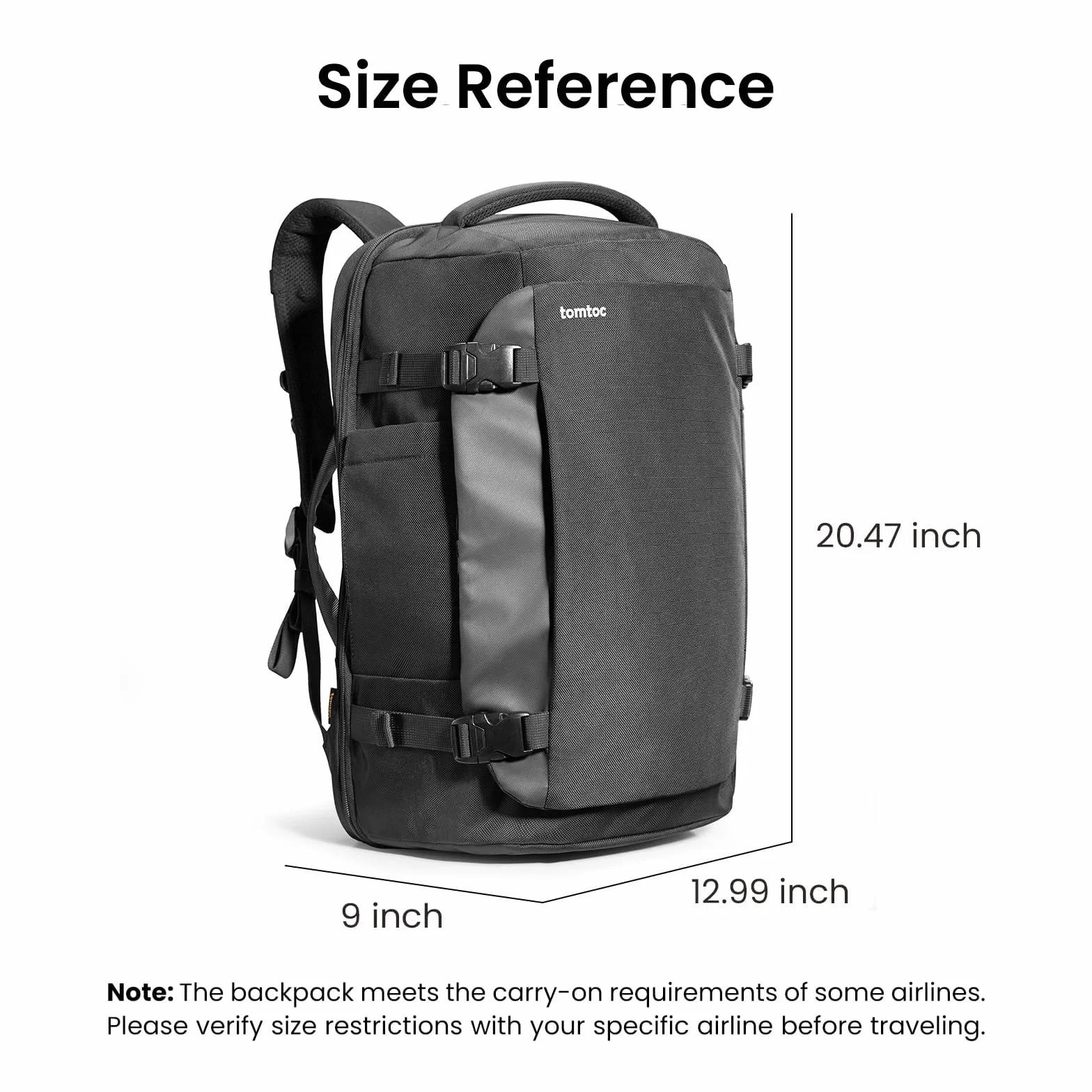 Tomtoc Plecak podróżny 40L TSA Bagaż podręczny Laptop 15,6-17 cali Wodoodporny