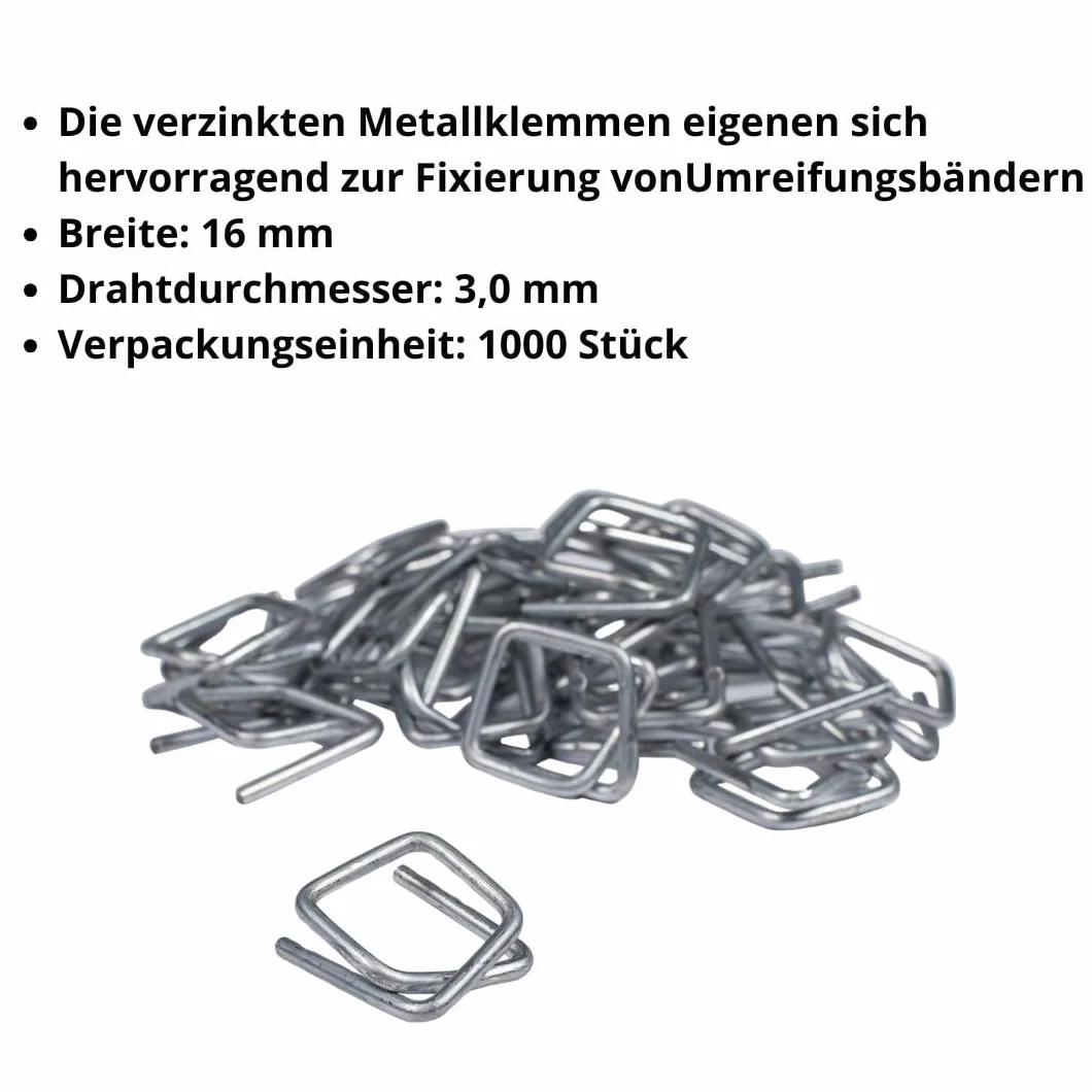 Metalowe klamry/zaciski do taśmy spinającej/taśmy tekstylnej/taśmy do pakowania CB5 16 mm 1000 sztuk