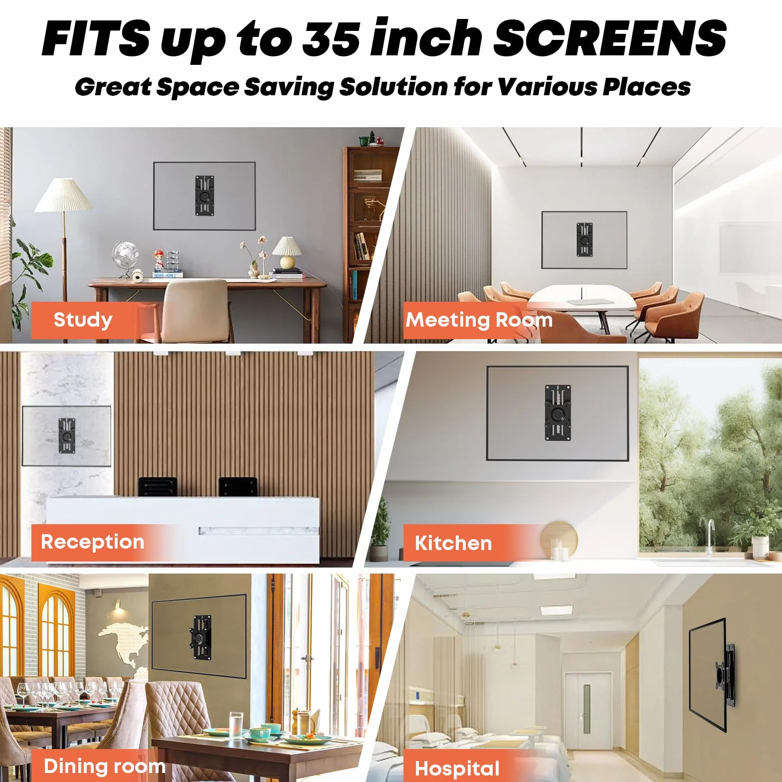 Uchwyt ścienny do monitora VESA 75x75 100x100 mm 13-35 cali 10 kg czarny