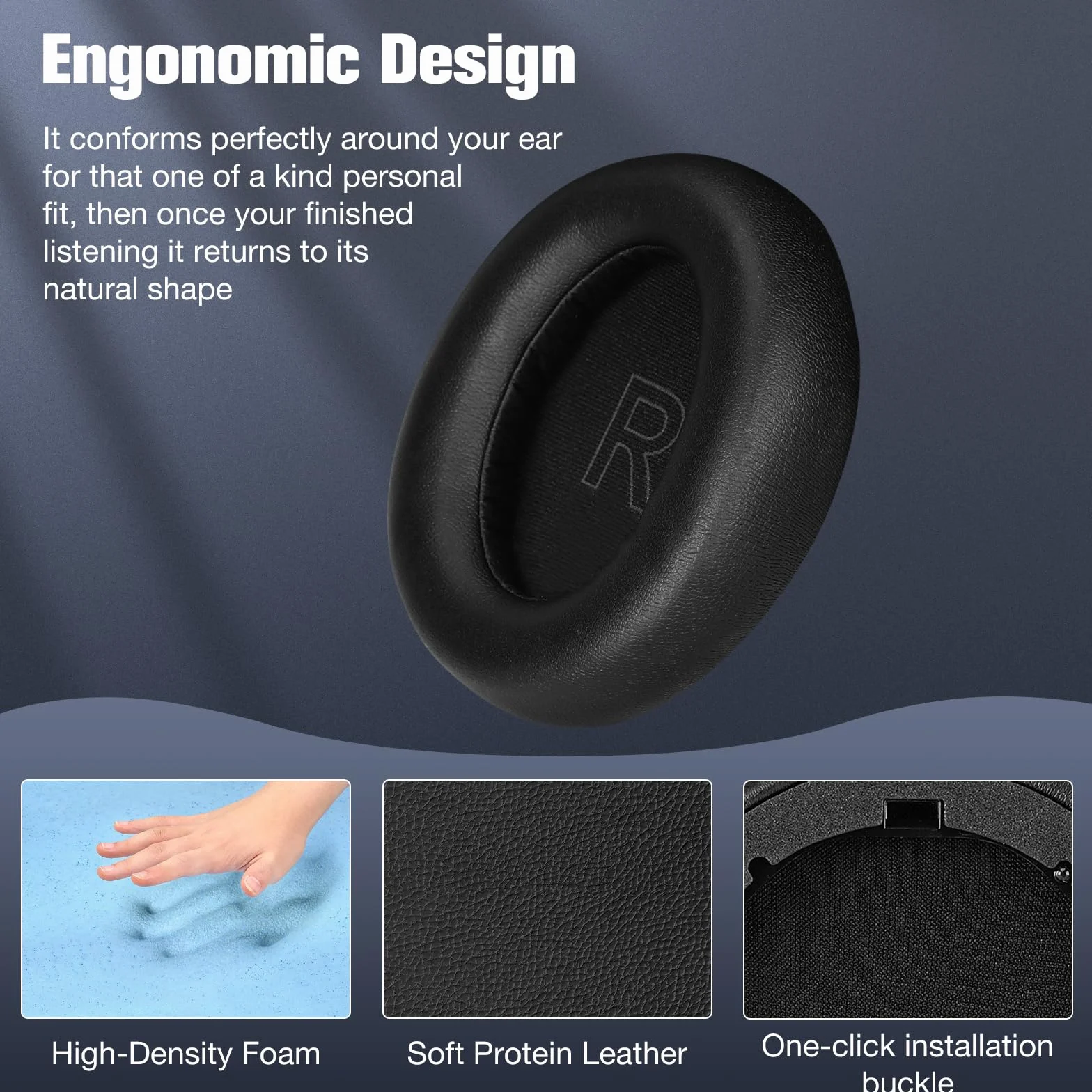 Zapasowe nauszniki kompatybilne z Anker Soundcore Life Q30 Q35 bezprzewodowe i przewodowe słuchawki Bluetooth, zastępcze nauszniki, skóra proteinowa pianka