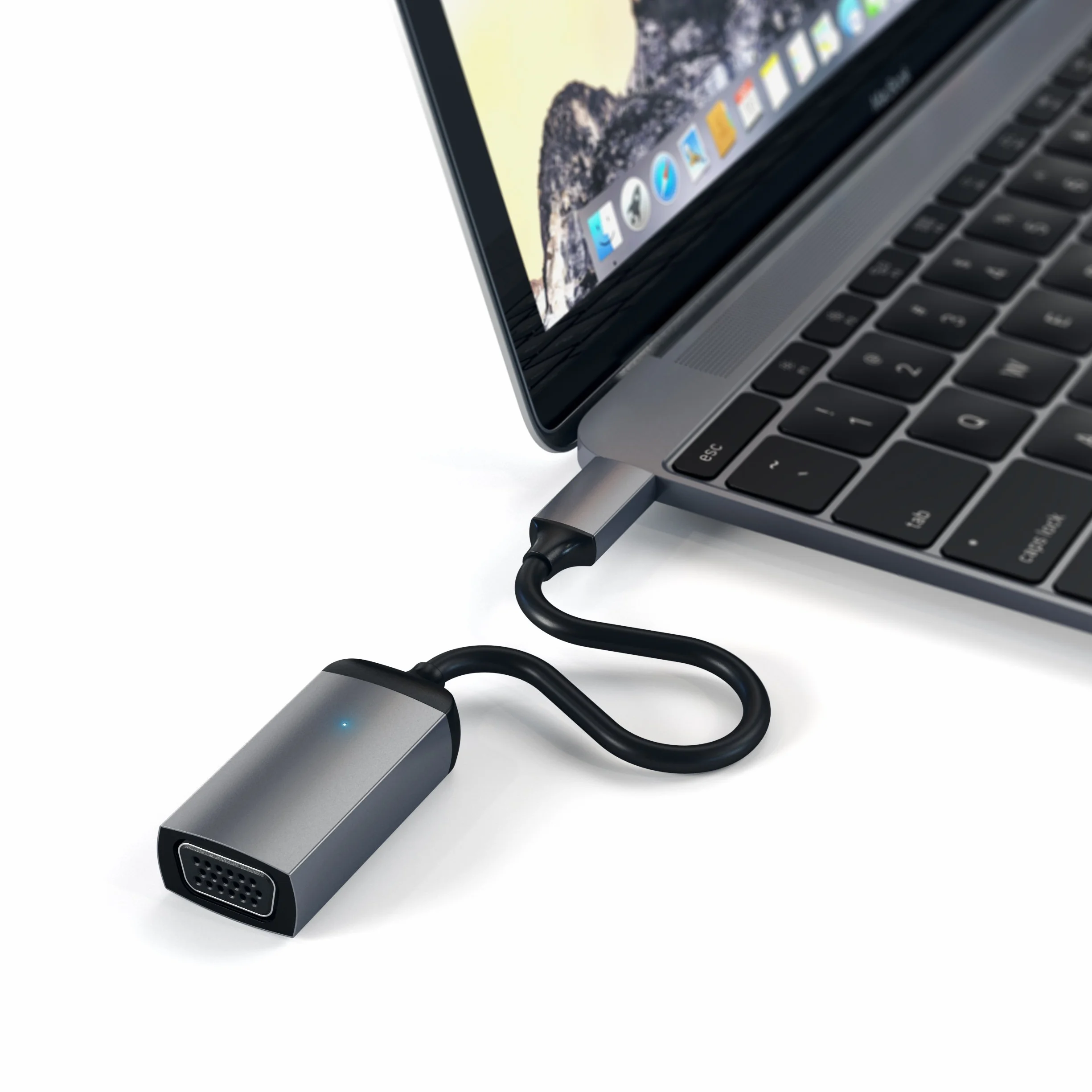 SATECHI USB-C do VGA Kabel Adaptera 1080P@60Hz, do MacBook Air i Pro, iPad Air i Pro, Mac Mini, iMac i innych – Gwiezdna szarość