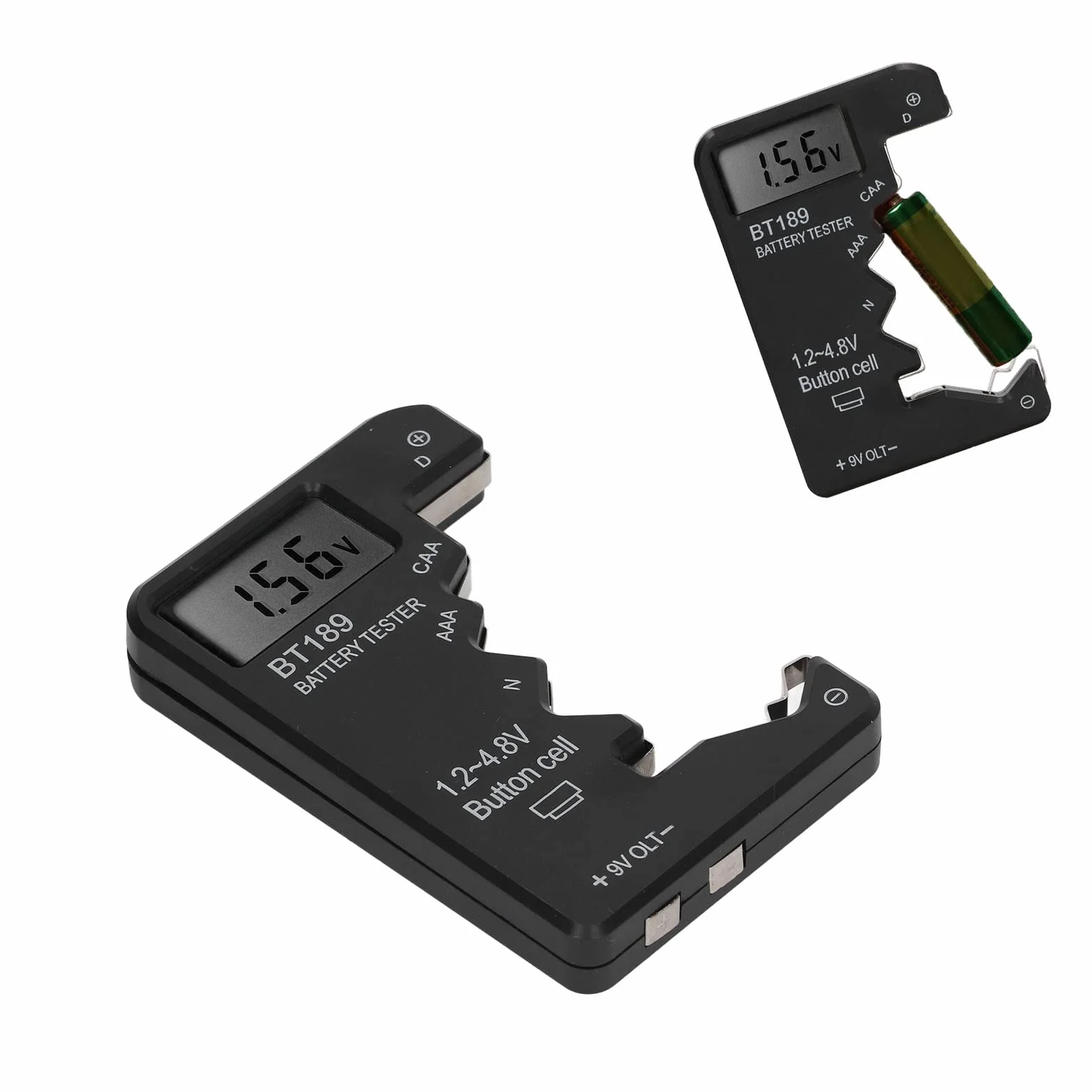 Tester Baterii LCD Cyfrowy dla AA AAA 6F22 9V 1.5V Czarny
