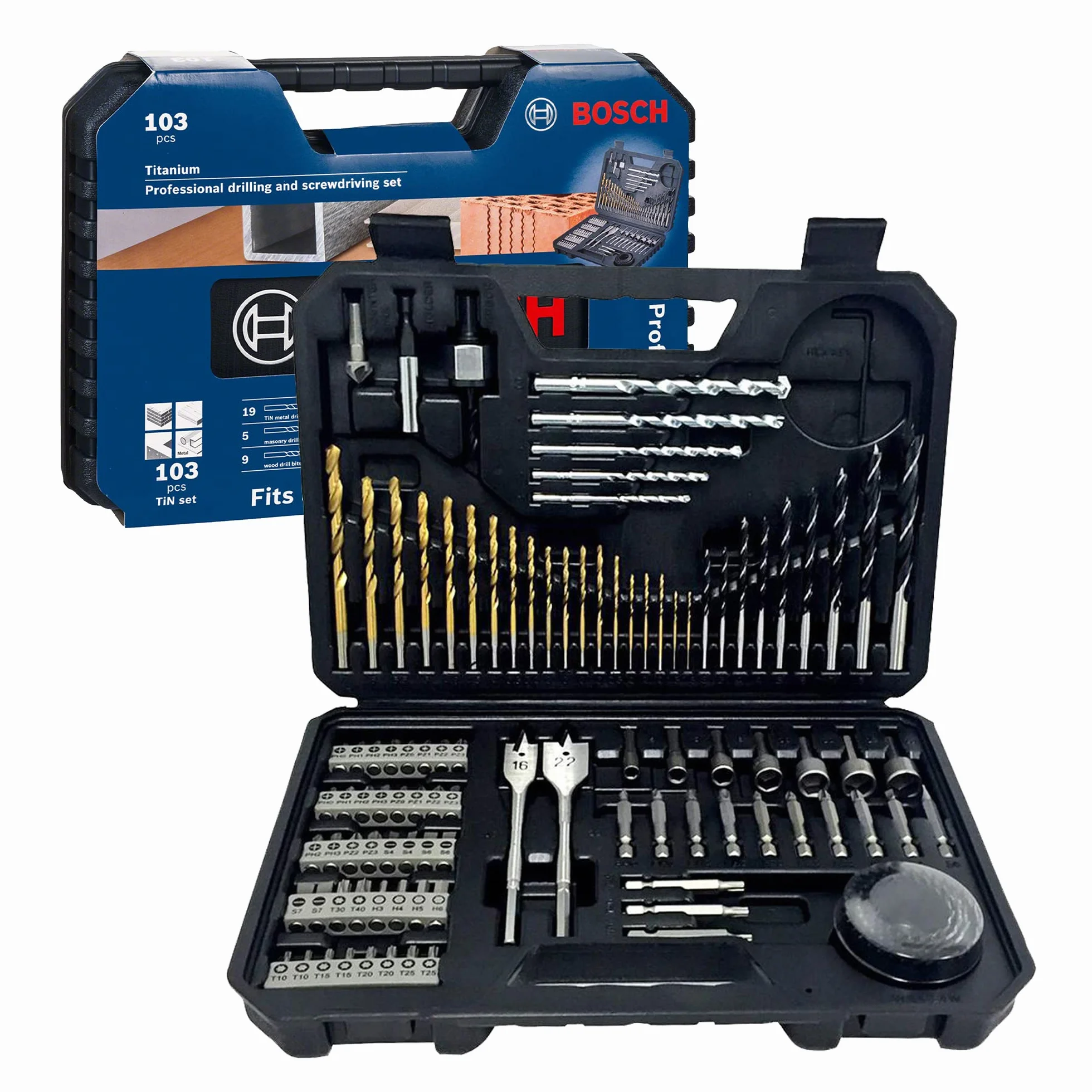 Bosch Home and Garden 2608594070 Zestaw mieszanych akcesoriów (103 sztuki), 0 V, czarny