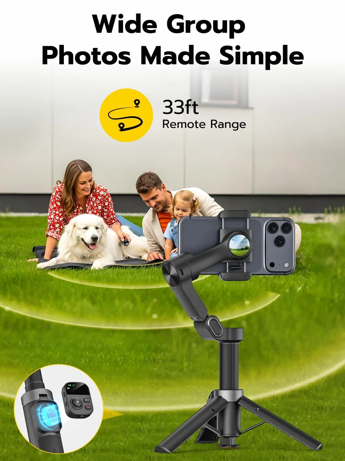 AOCHUAN 3-osiowy stabilizator gimbala do iPhone'a ze śledzeniem twarzy 360°, magnetyczny stabilizator telefonu